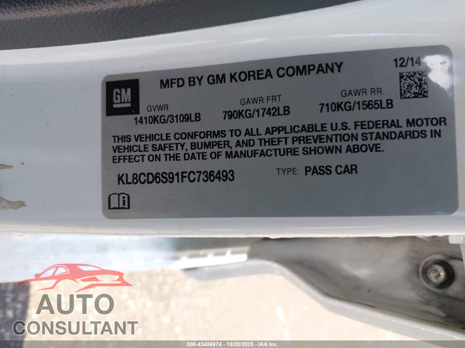 CHEVROLET SPARK 2015 - KL8CD6S91FC736493