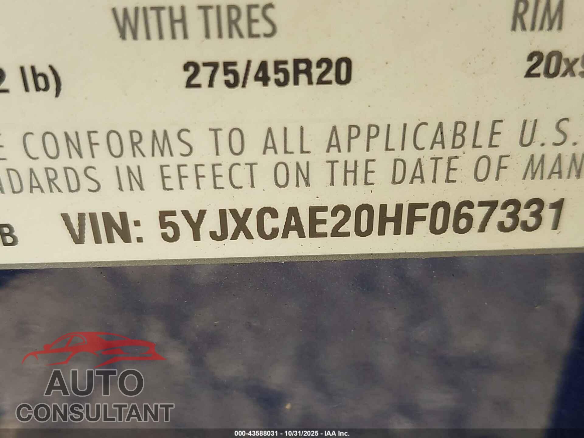 TESLA MODEL X 2017 - 5YJXCAE20HF067331