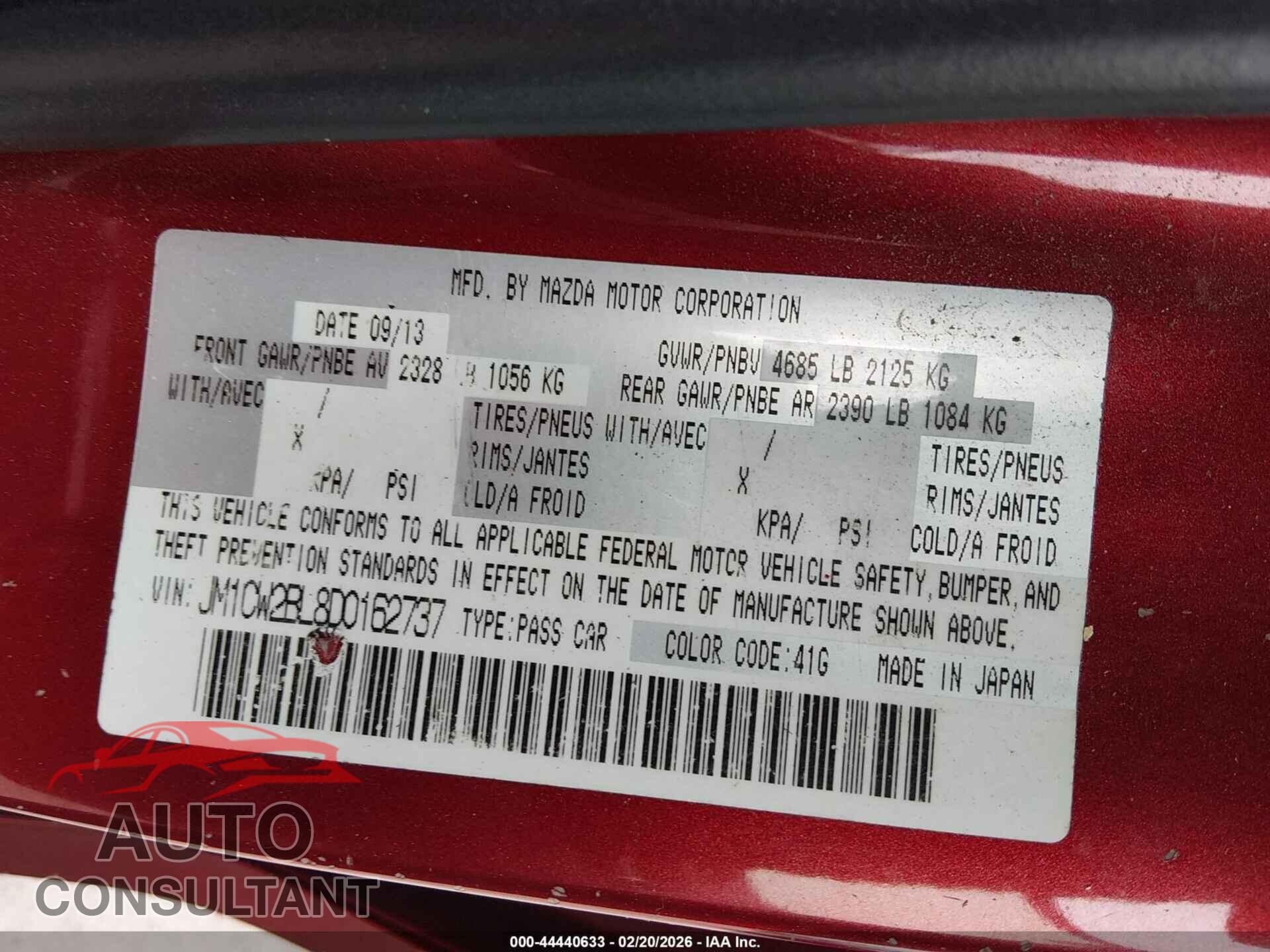 MAZDA MAZDA5 2013 - JM1CW2BL8D0162737