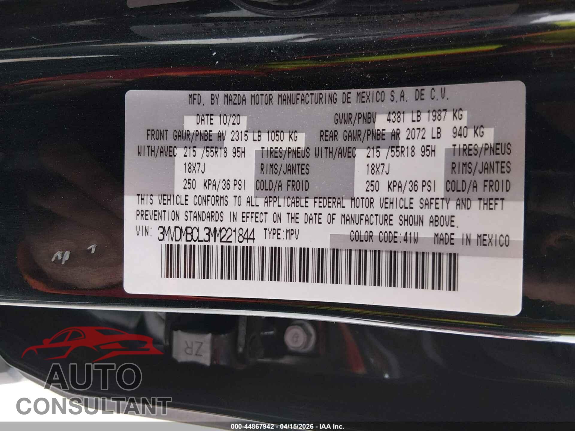 MAZDA CX-30 2021 - 3MVDMBCL3MM221844