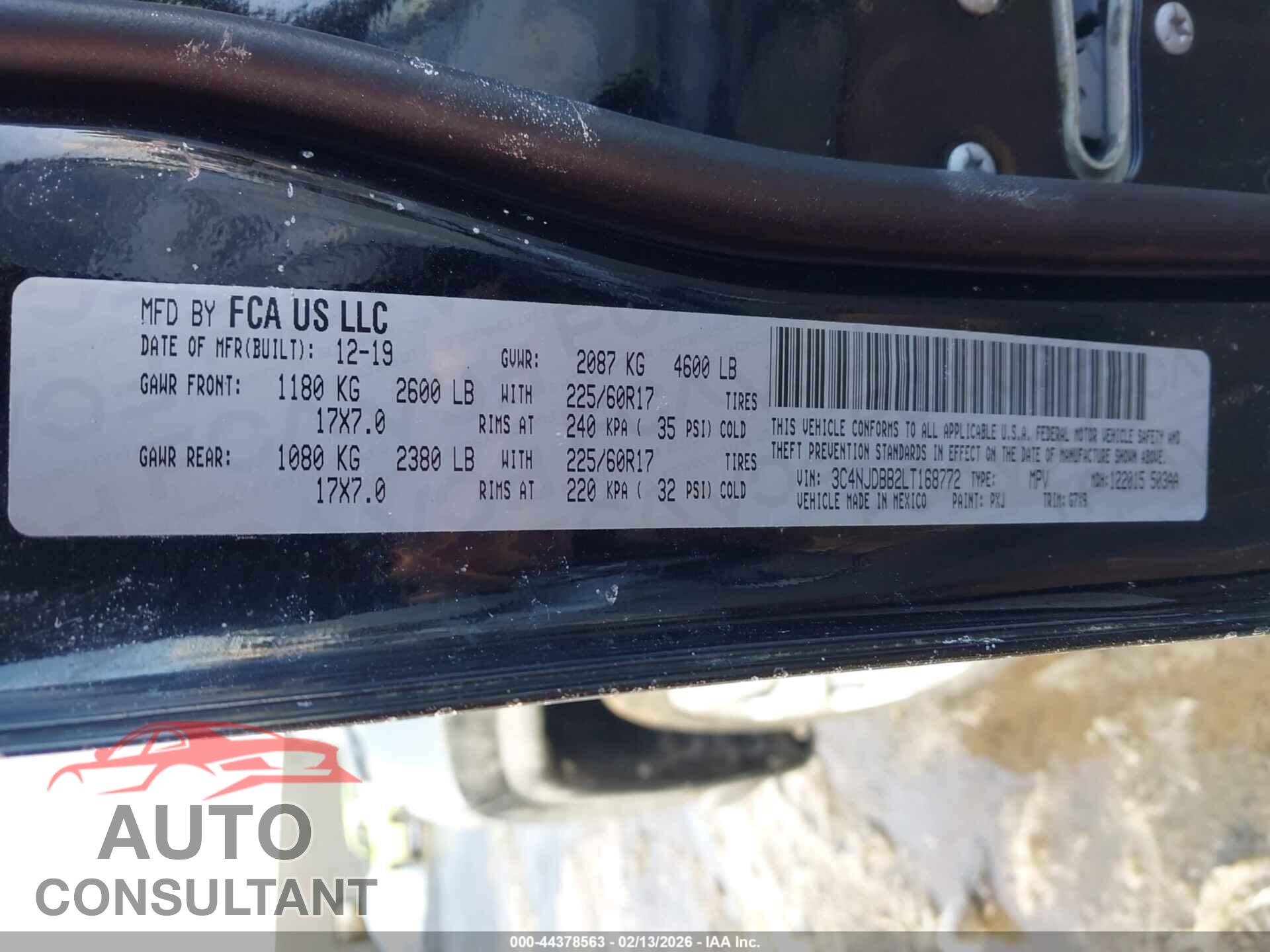 JEEP COMPASS 2020 - 3C4NJDBB2LT168772