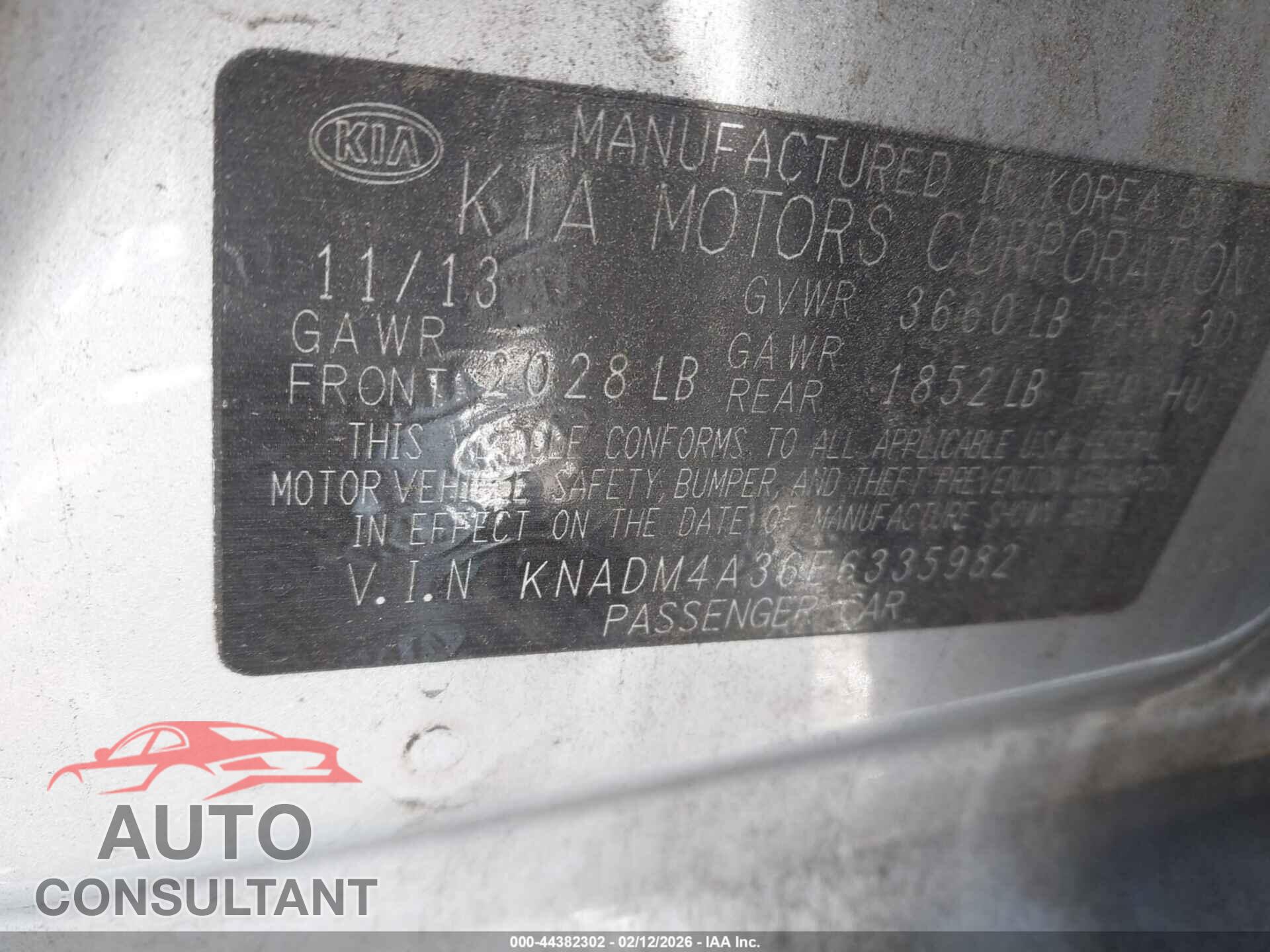 KIA RIO 2014 - KNADM4A36E6335982