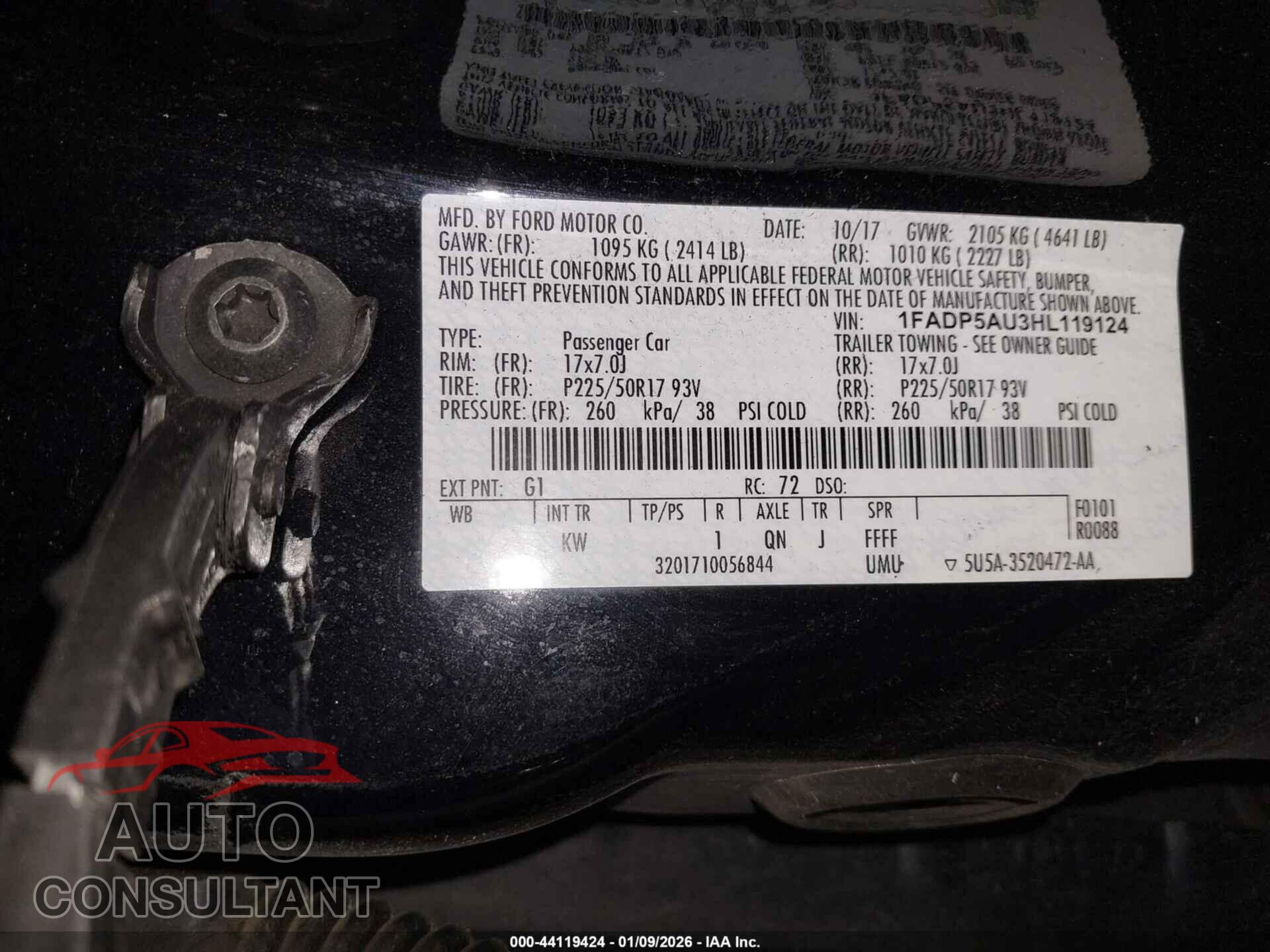 FORD C-MAX HYBRID 2017 - 1FADP5AU3HL119124