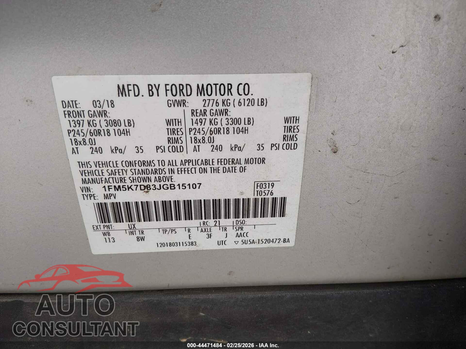 FORD EXPLORER 2018 - 1FM5K7D83JGB15107