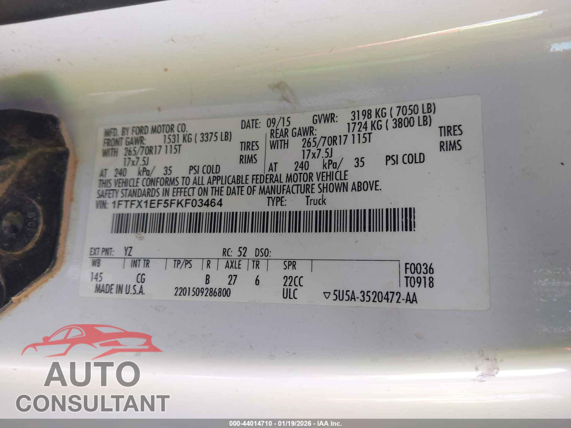 FORD F-150 2015 - 1FTFX1EF5FKF03464