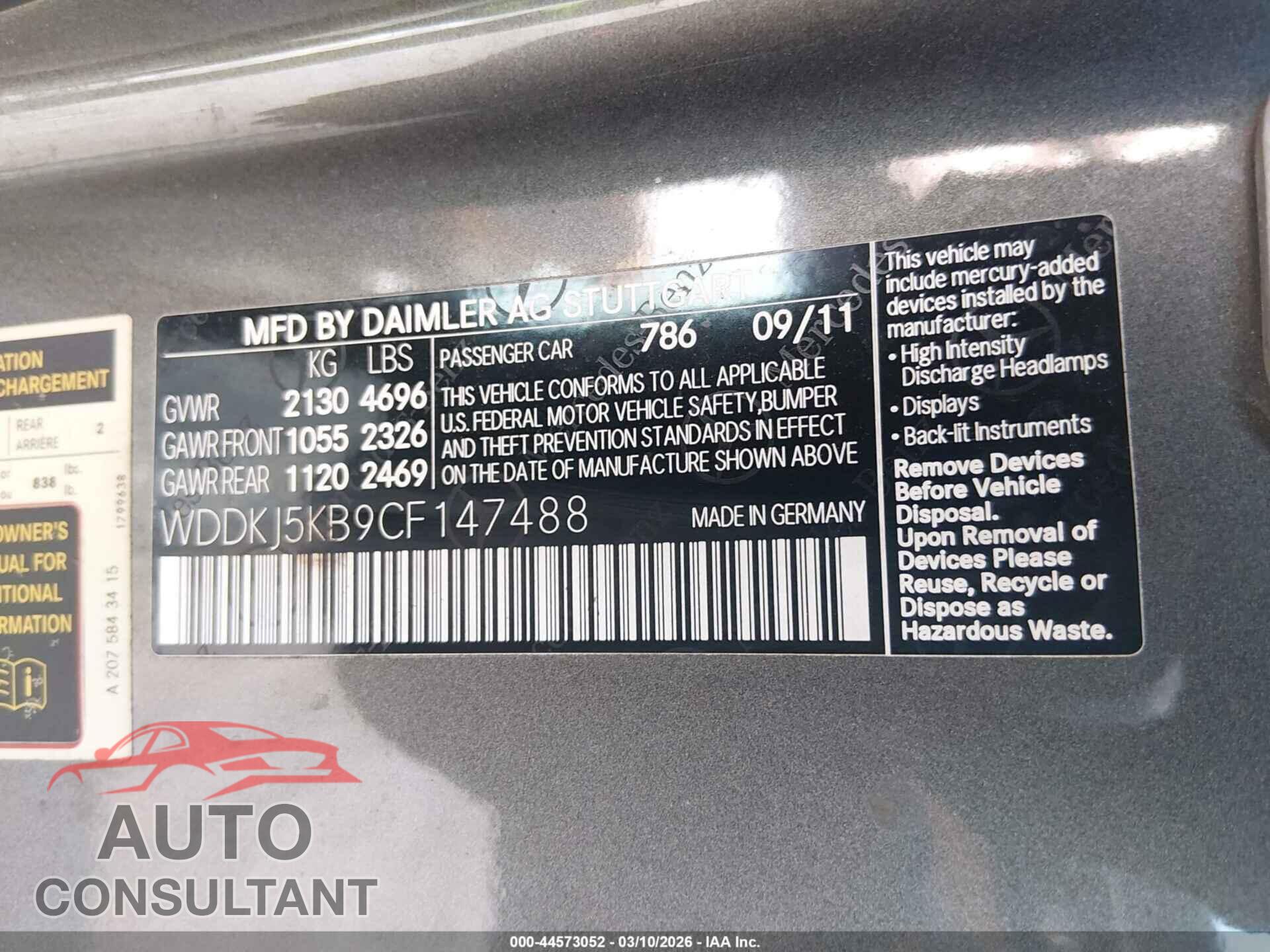 MERCEDES-BENZ E 350 2012 - WDDKJ5KB9CF147488