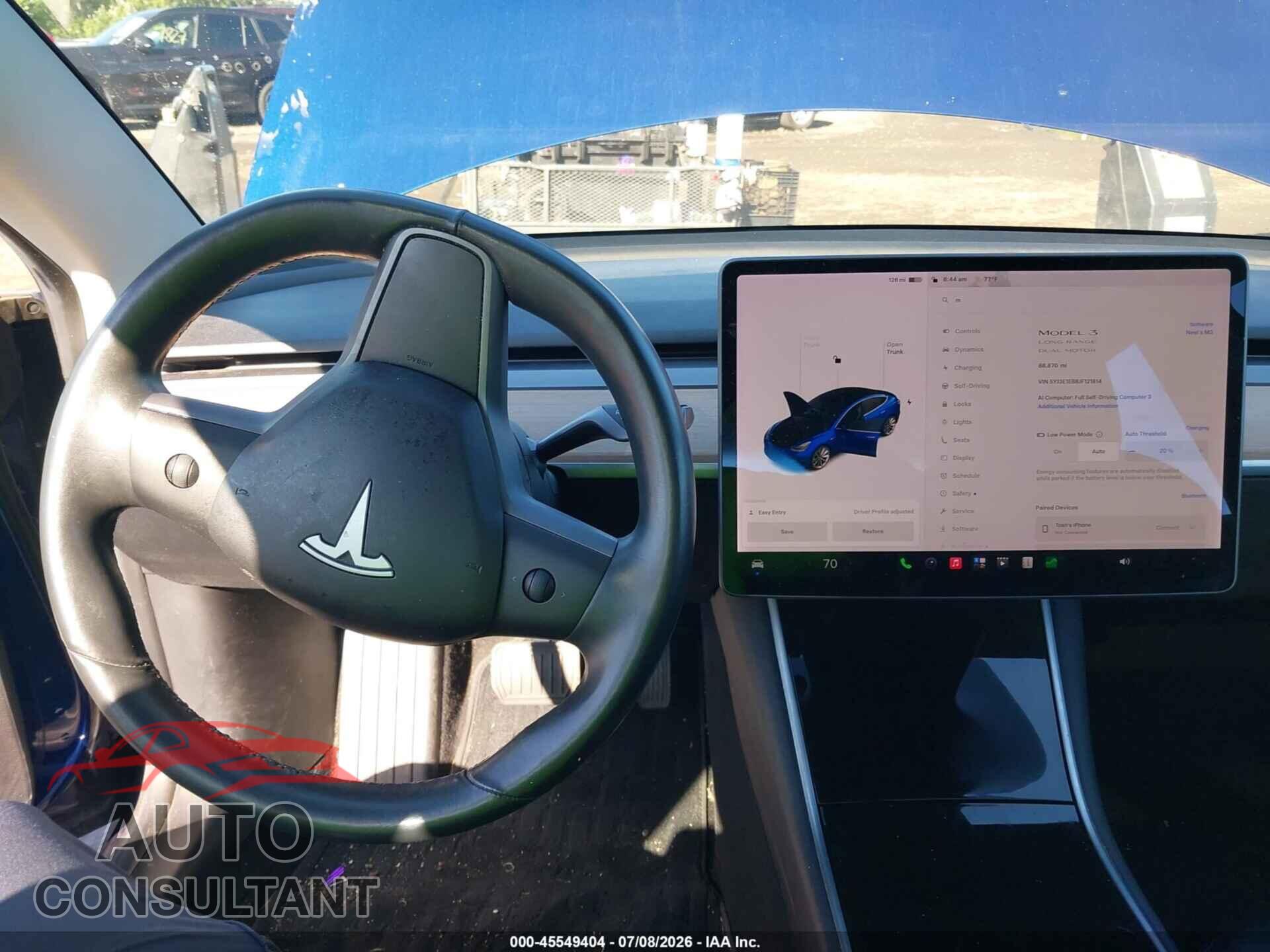 TESLA MODEL 3 2018 - 5YJ3E1EB8JF121814