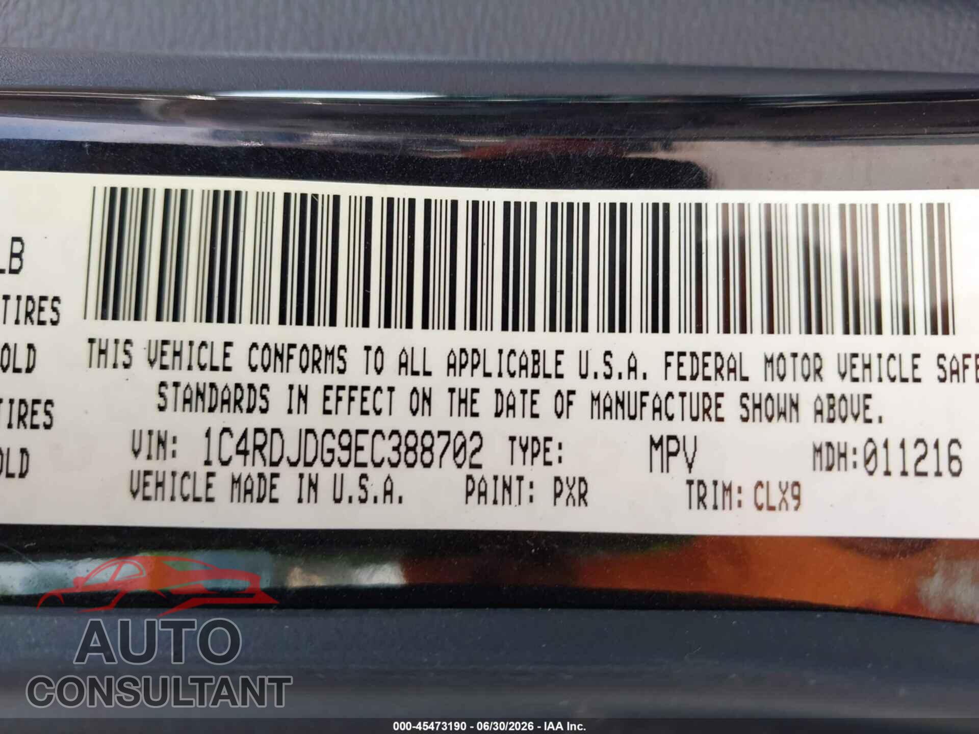 DODGE DURANGO 2014 - 1C4RDJDG9EC388702