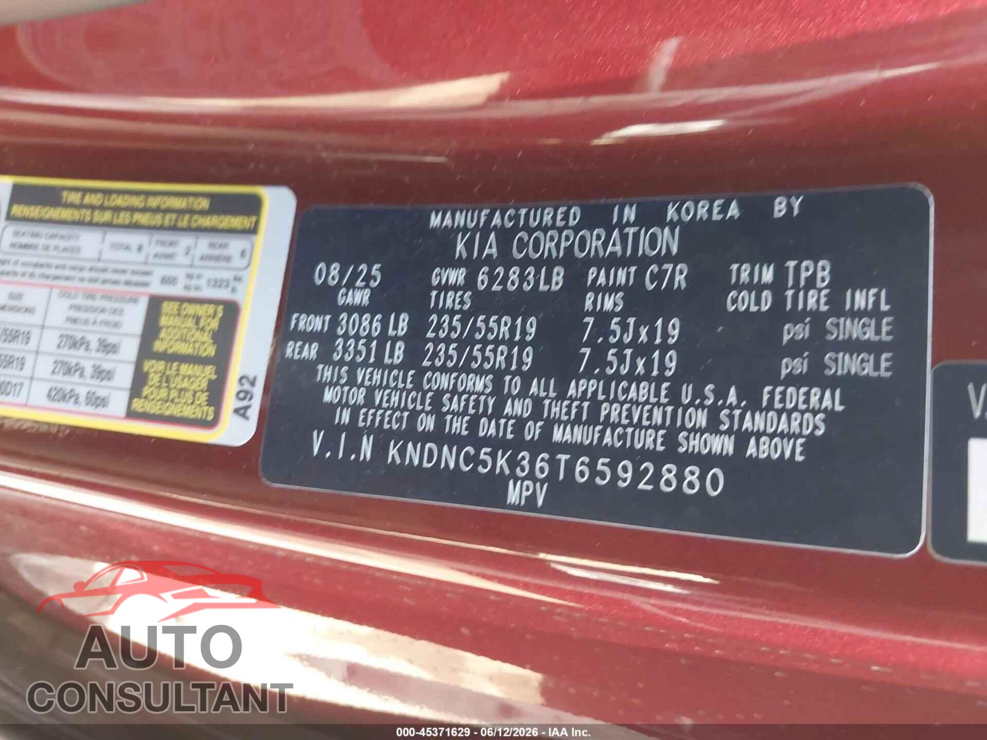 KIA CARNIVAL MPV 2026 - KNDNC5K36T6592880
