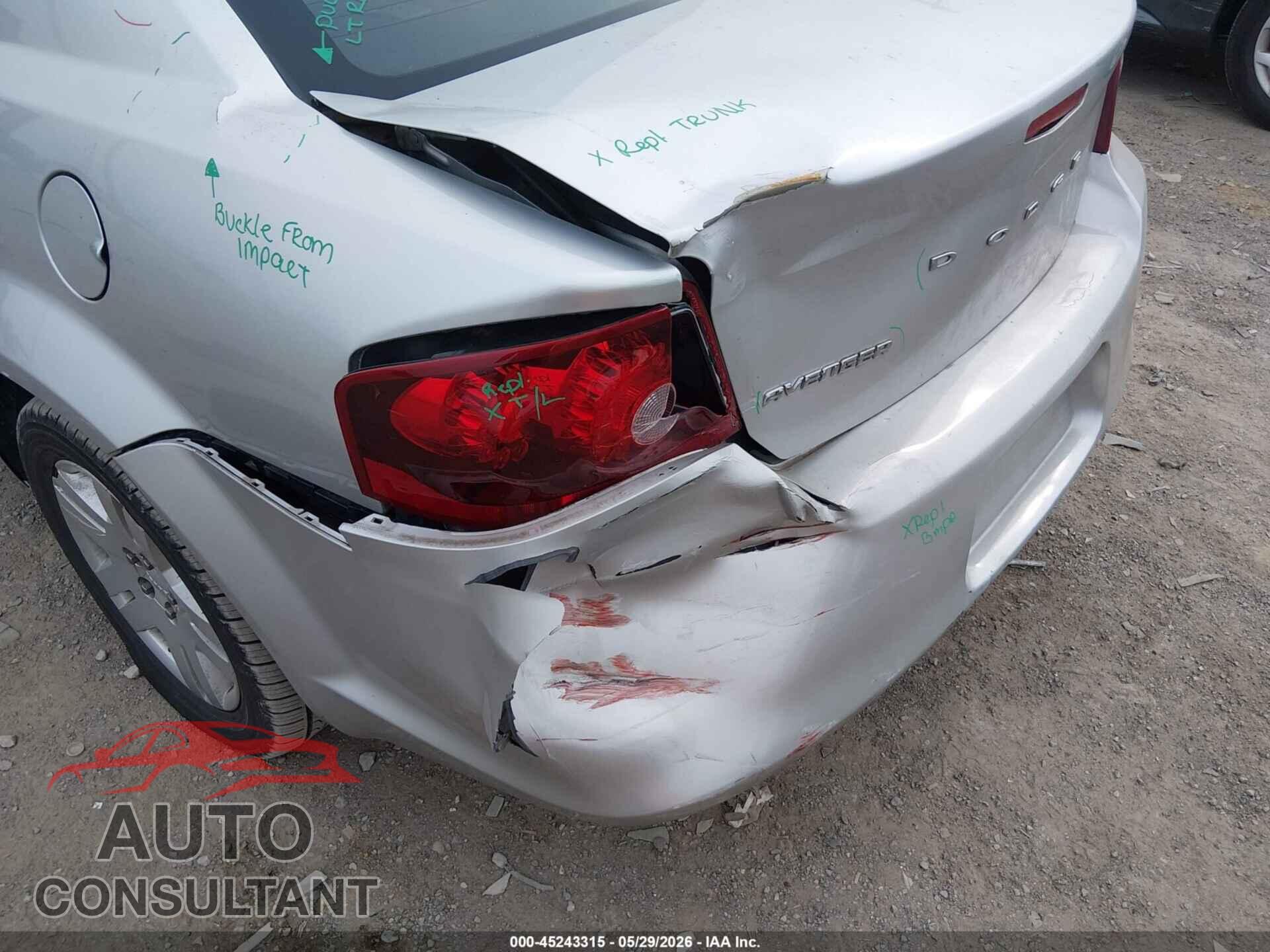 DODGE AVENGER 2012 - 1C3CDZAB2CN136163