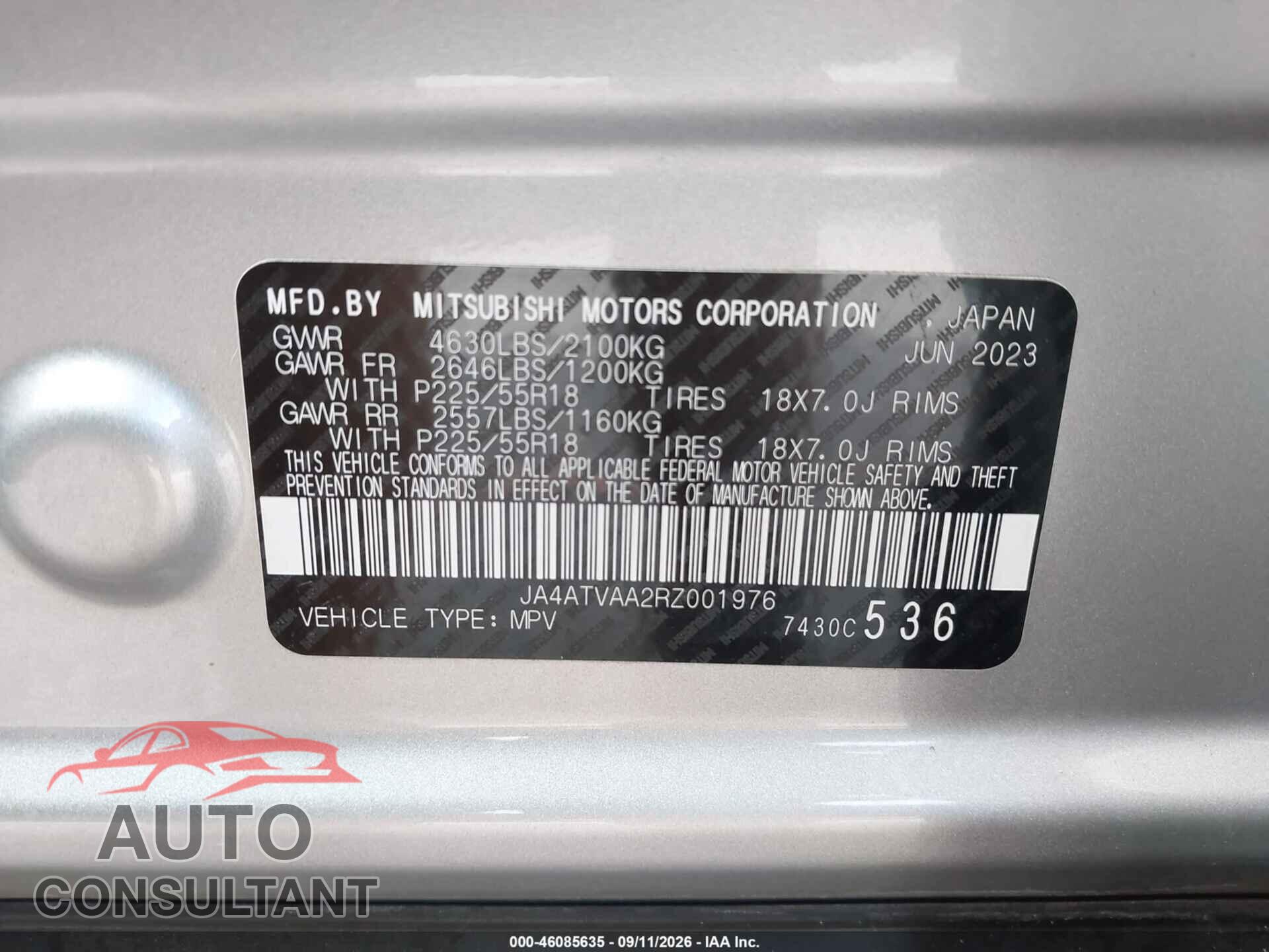 MITSUBISHI ECLIPSE CROSS 2024 - JA4ATVAA2RZ001976