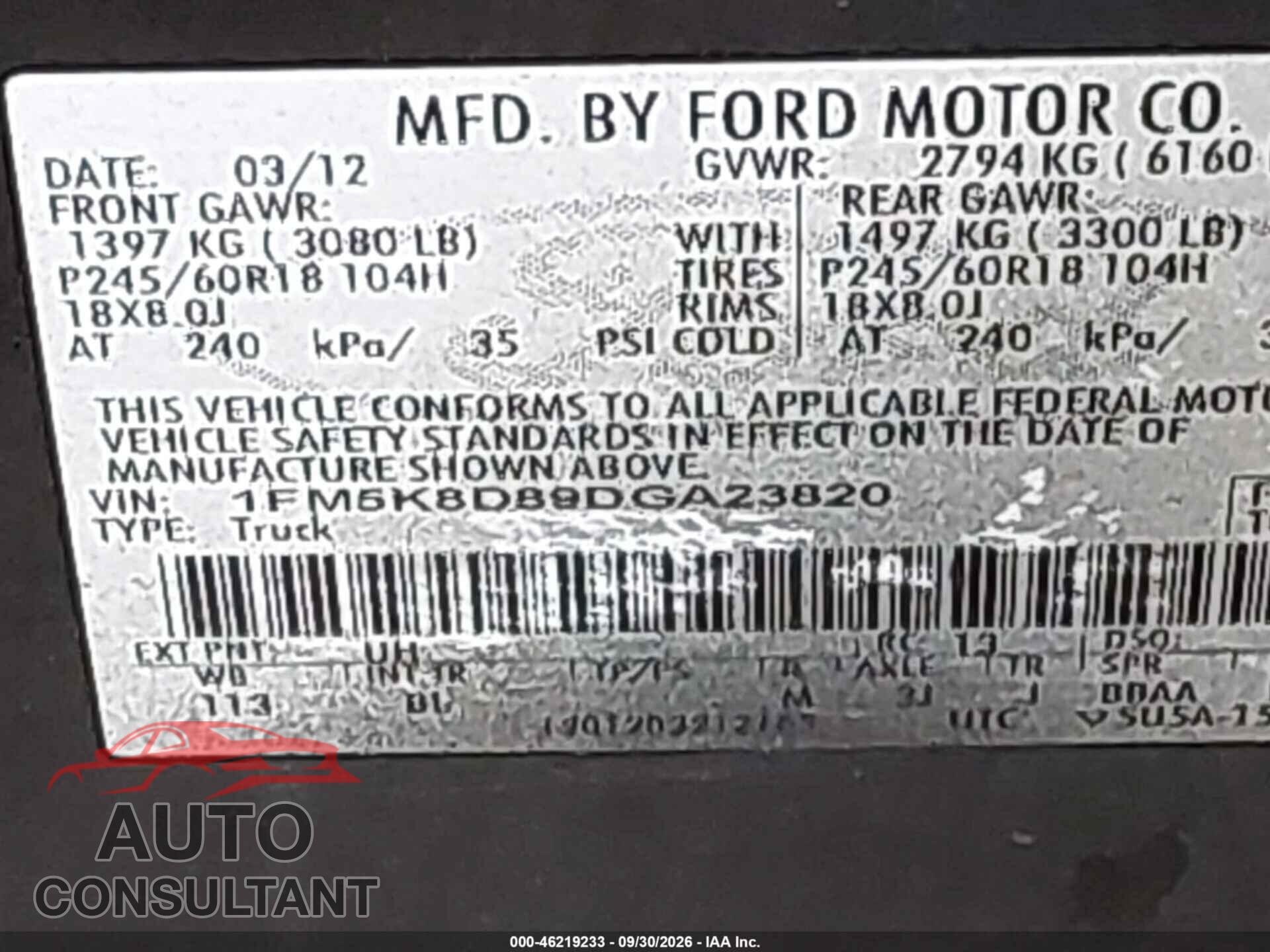 FORD EXPLORER 2013 - 1FM5K8D89DGA23820