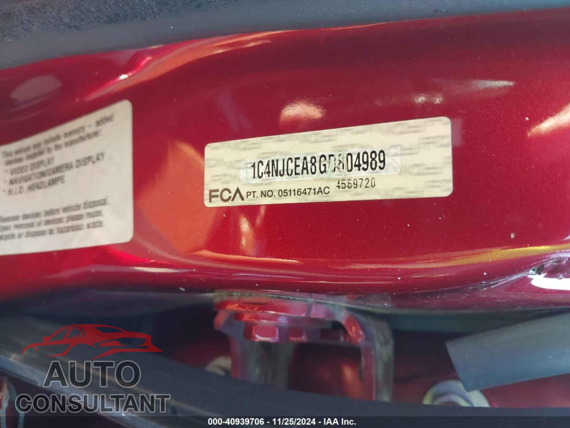 JEEP COMPASS 2016 - 1C4NJCEA8GD804989