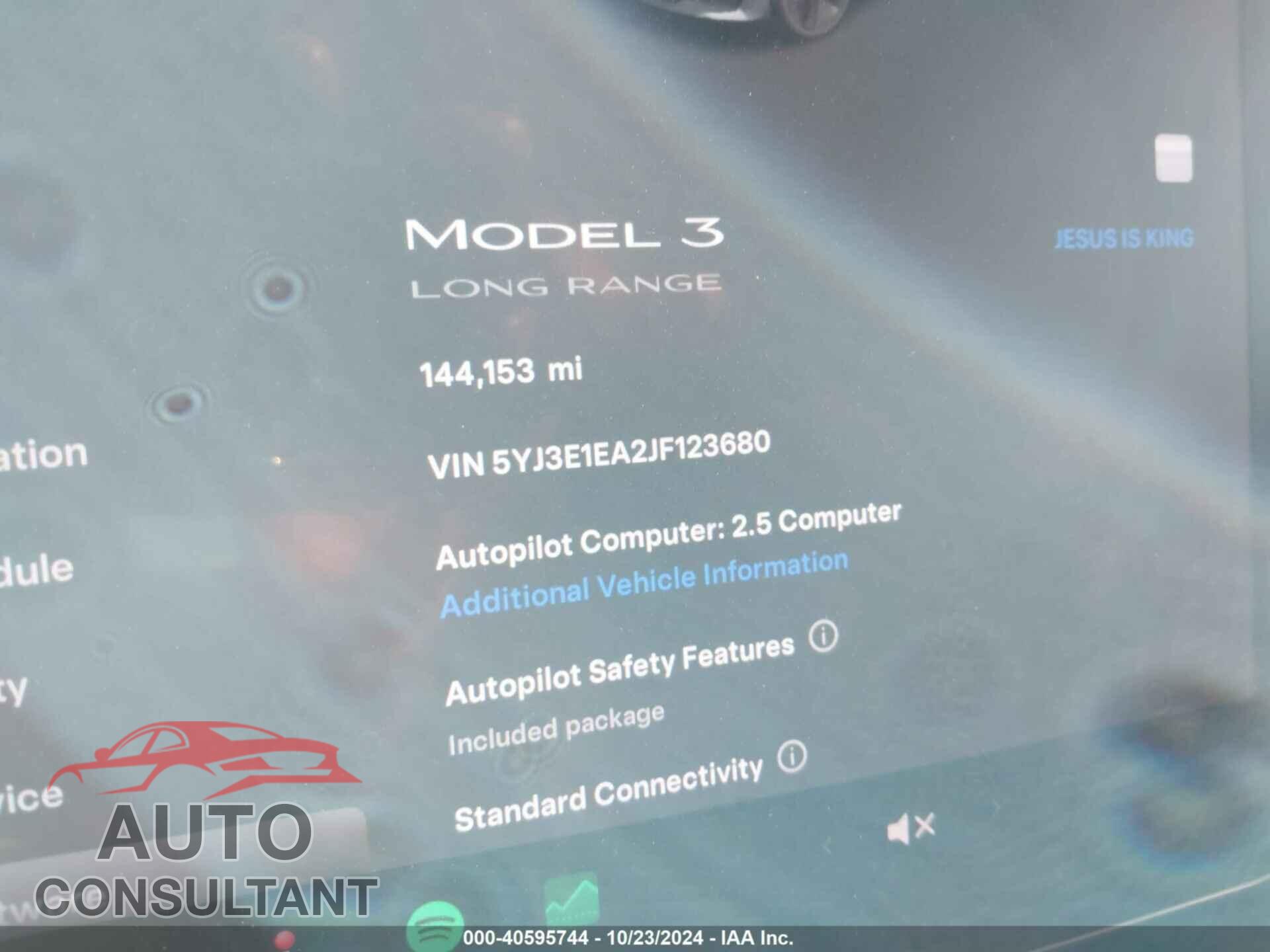 TESLA MODEL 3 2018 - 5YJ3E1EA2JF123680