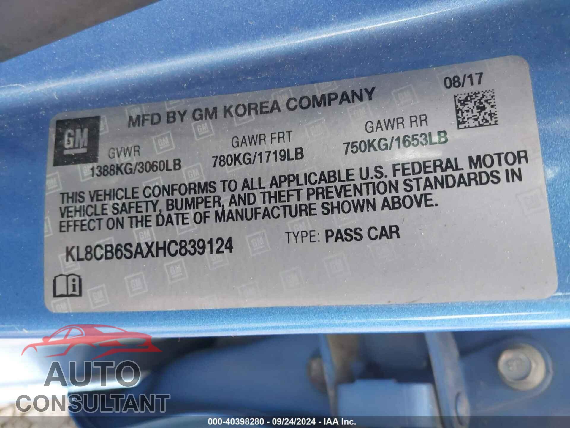 CHEVROLET SPARK 2017 - KL8CB6SAXHC839124