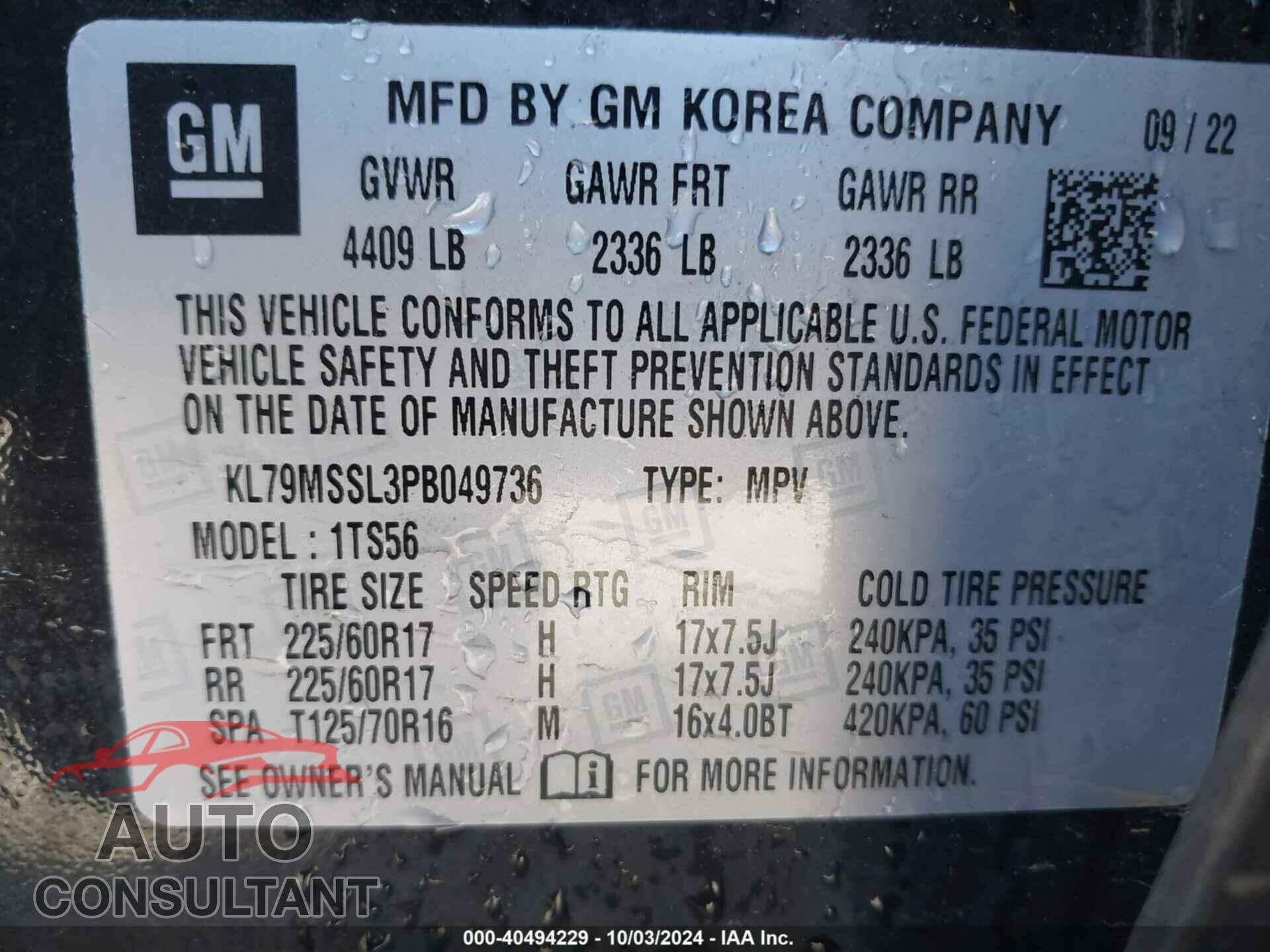 CHEVROLET TRAILBLAZER 2023 - KL79MSSL3PB049736