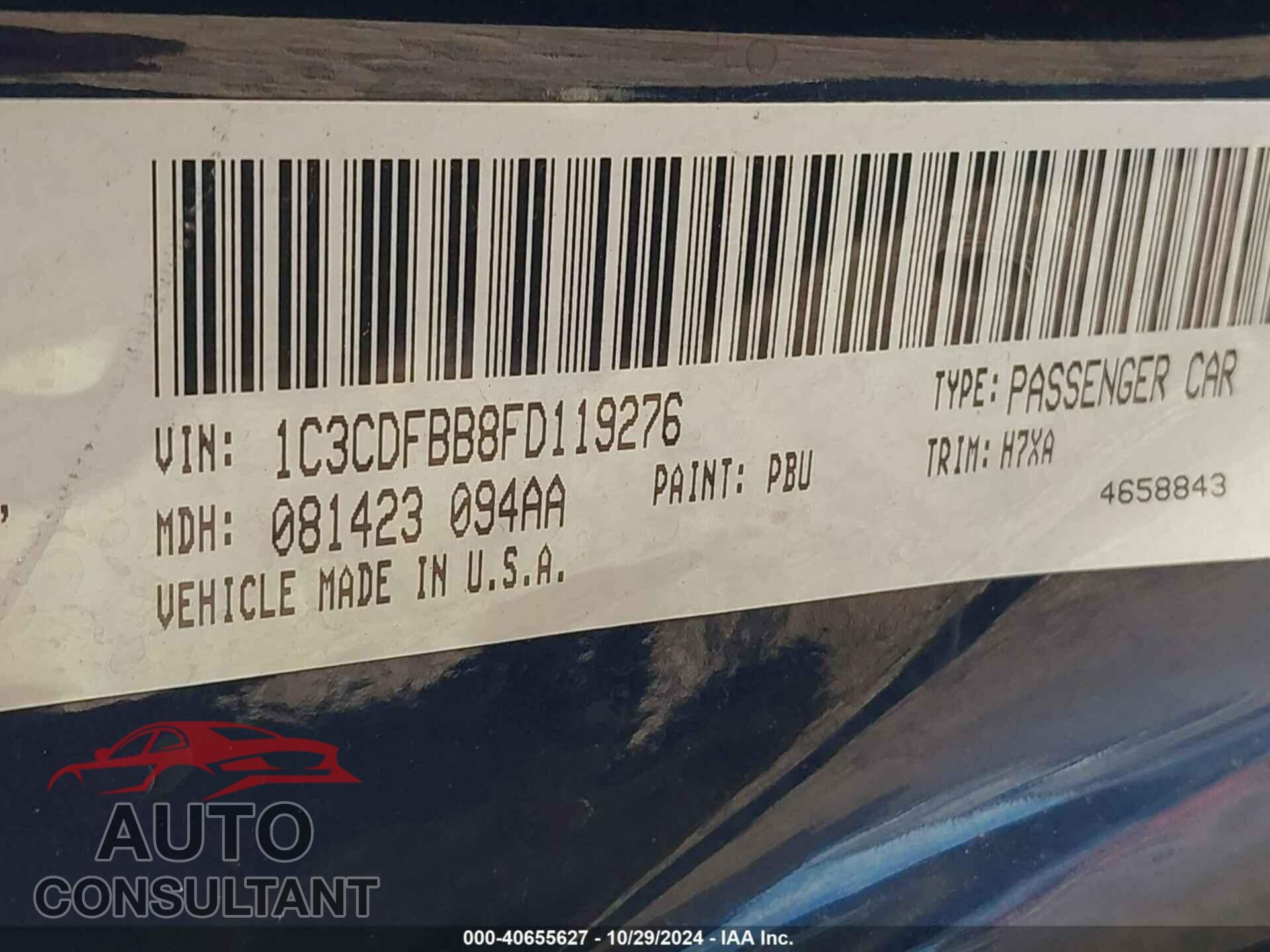 DODGE DART 2015 - 1C3CDFBB8FD119276