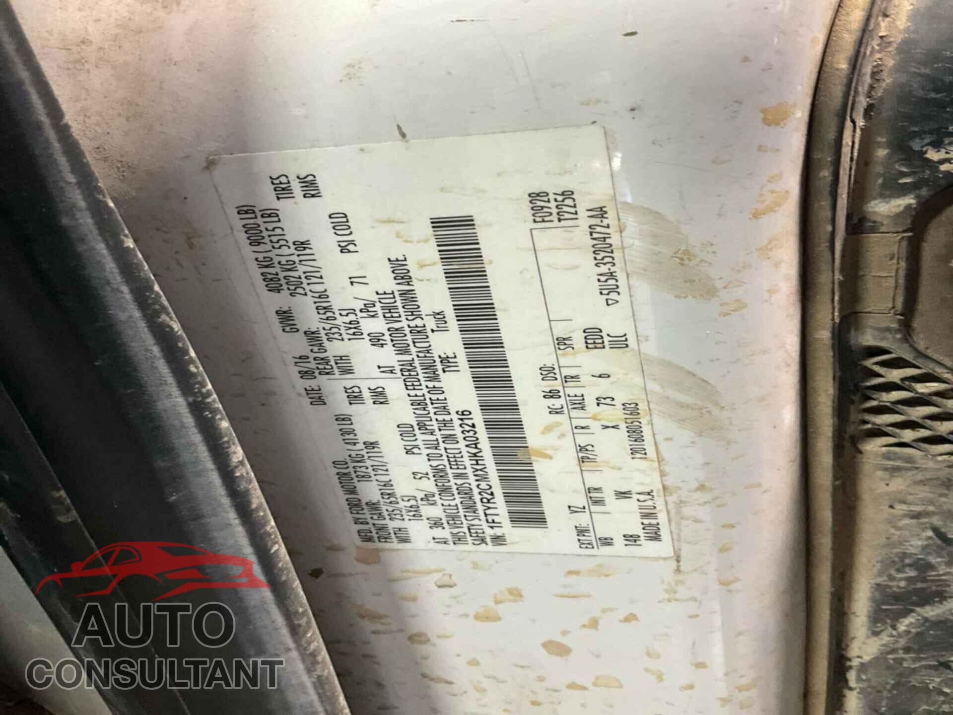 FORD TRANSIT 2017 - 1FTYR2CMXHKA03216