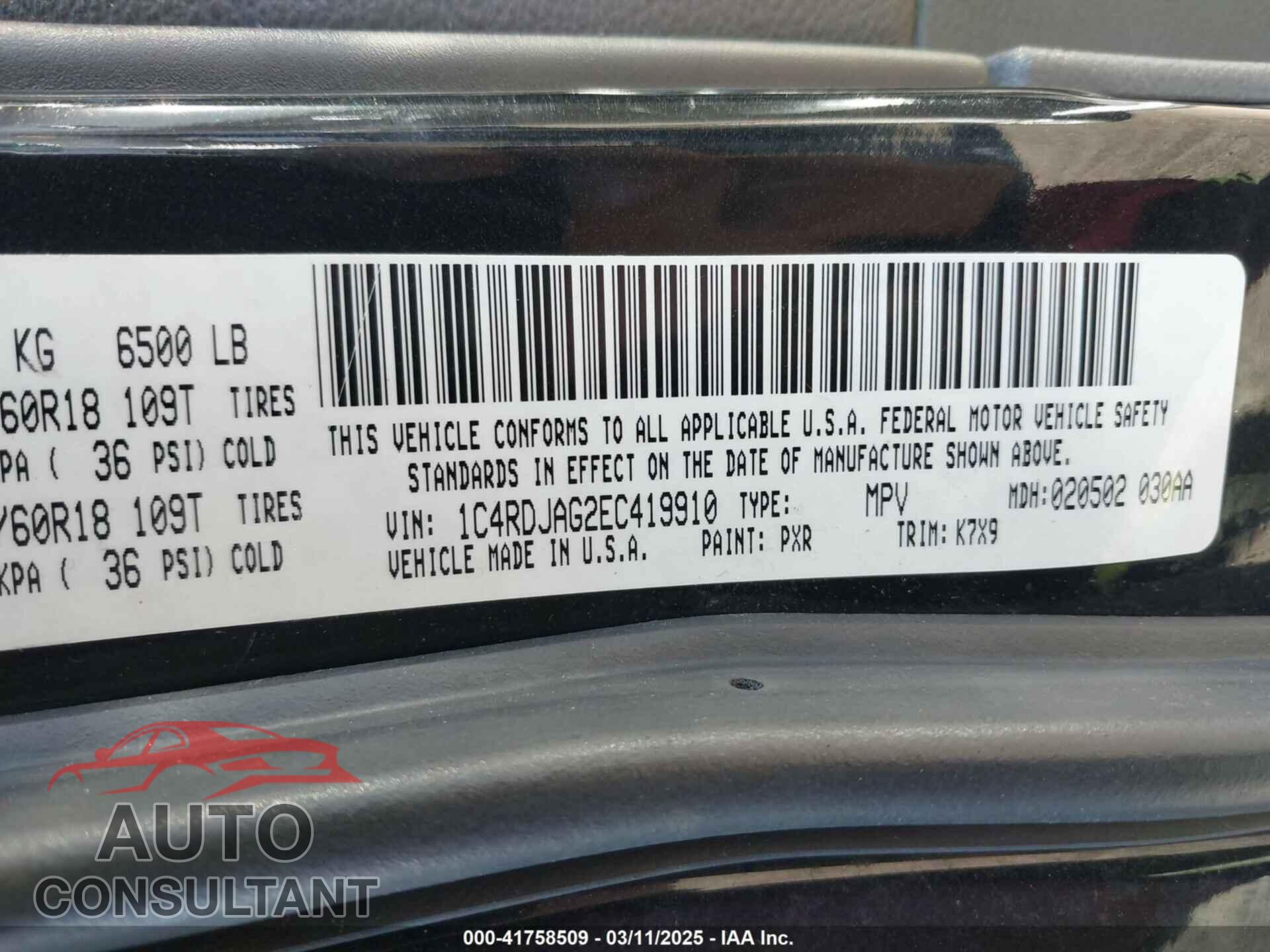 DODGE DURANGO 2014 - 1C4RDJAG2EC419910