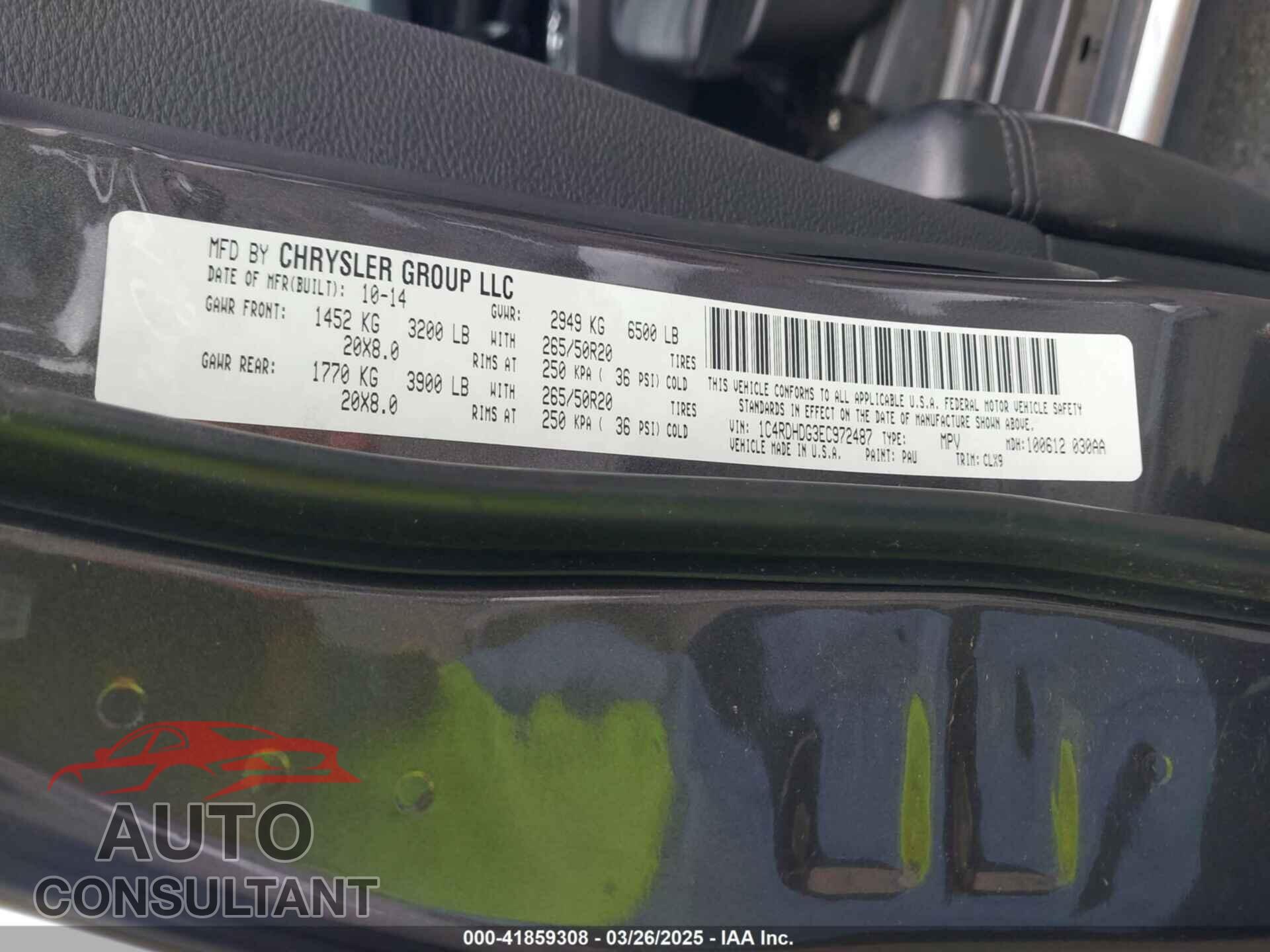 DODGE DURANGO 2014 - 1C4RDHDG3EC972487
