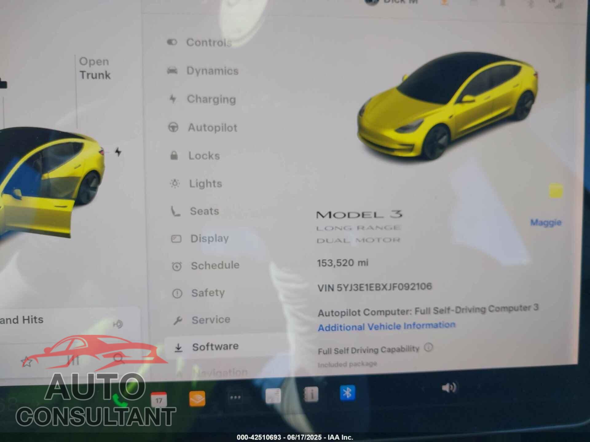 TESLA MODEL 3 2018 - 5YJ3E1EBXJF092106