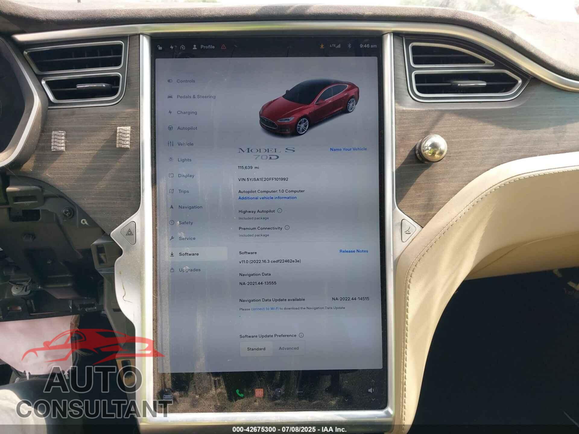 TESLA MODEL S 2015 - 5YJSA1E20FF101992
