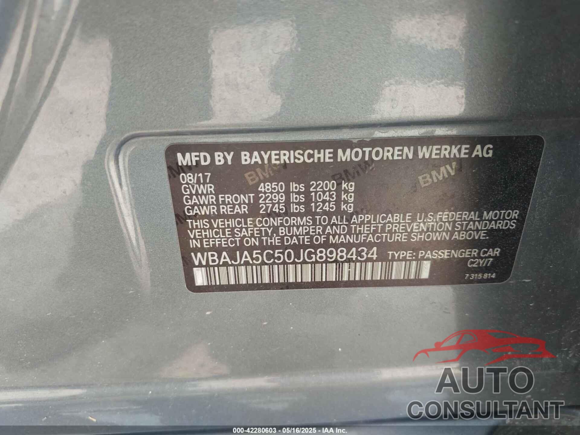 BMW 530I 2018 - WBAJA5C50JG898434