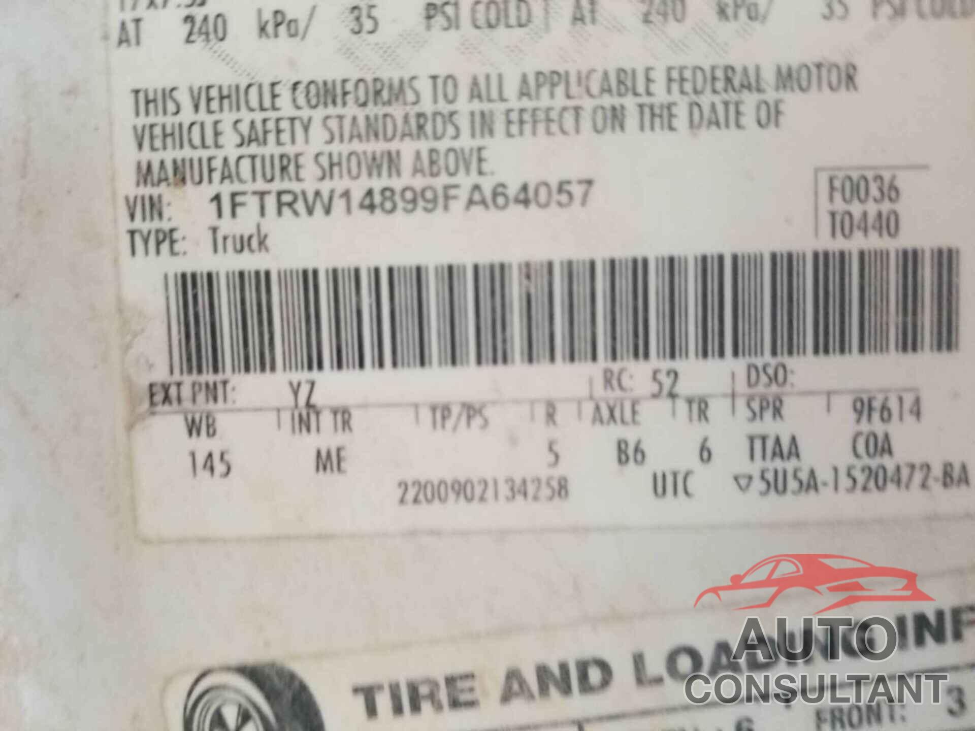 FORD F-150 2009 - 1FTRW14899FA64057