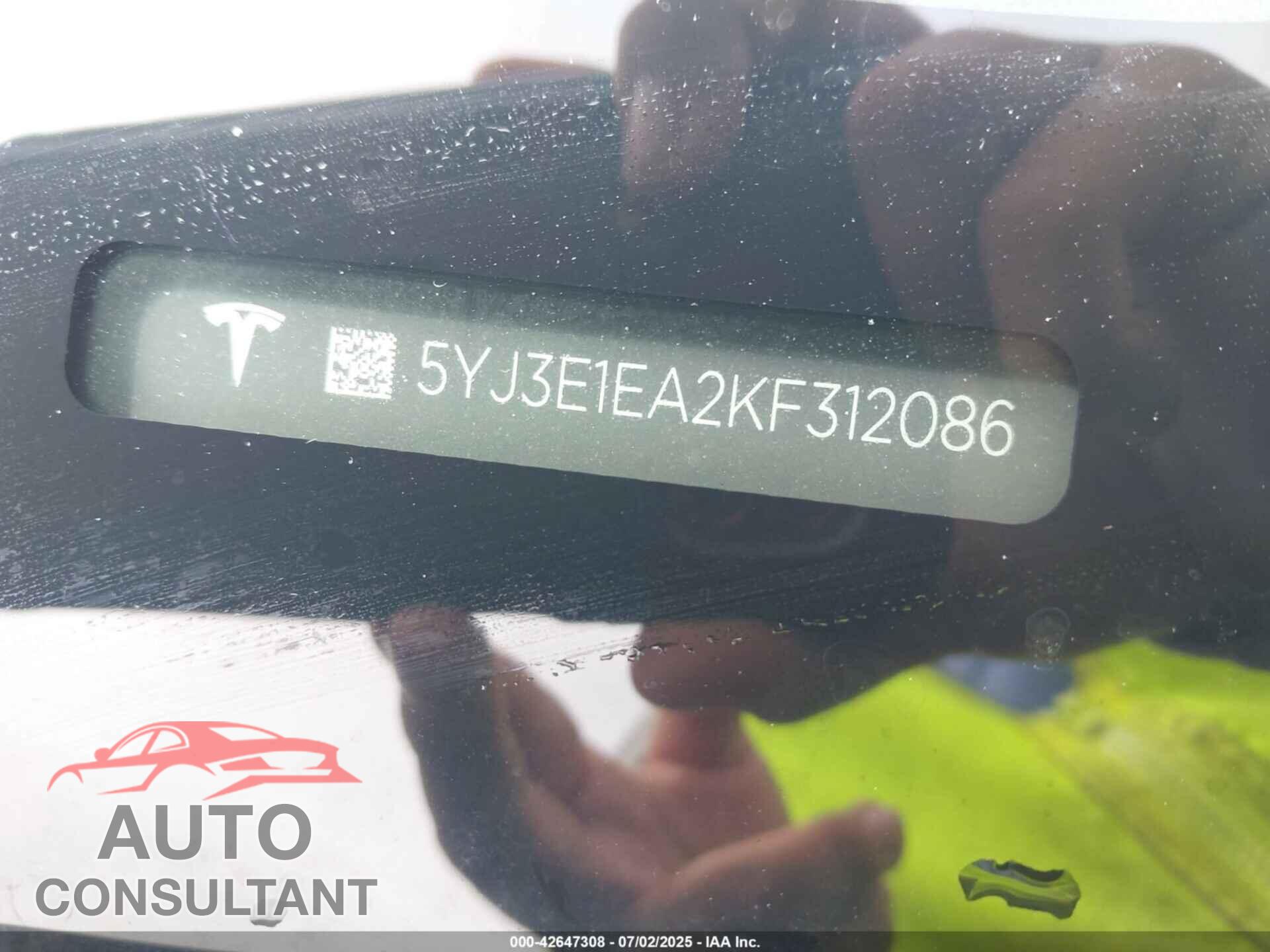 TESLA MODEL 3 2019 - 5YJ3E1EA2KF312086