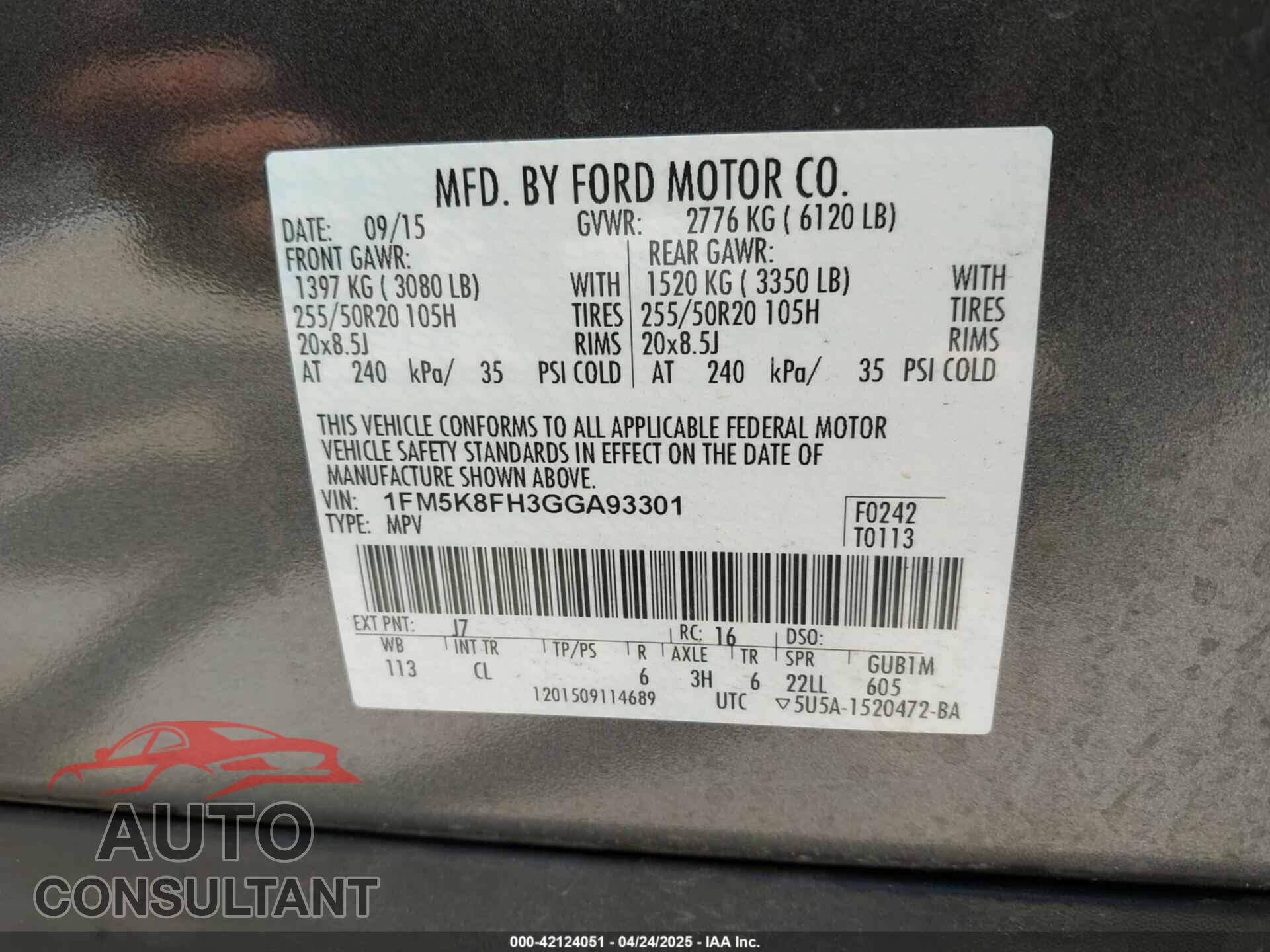 FORD EXPLORER 2016 - 1FM5K8FH3GGA93301