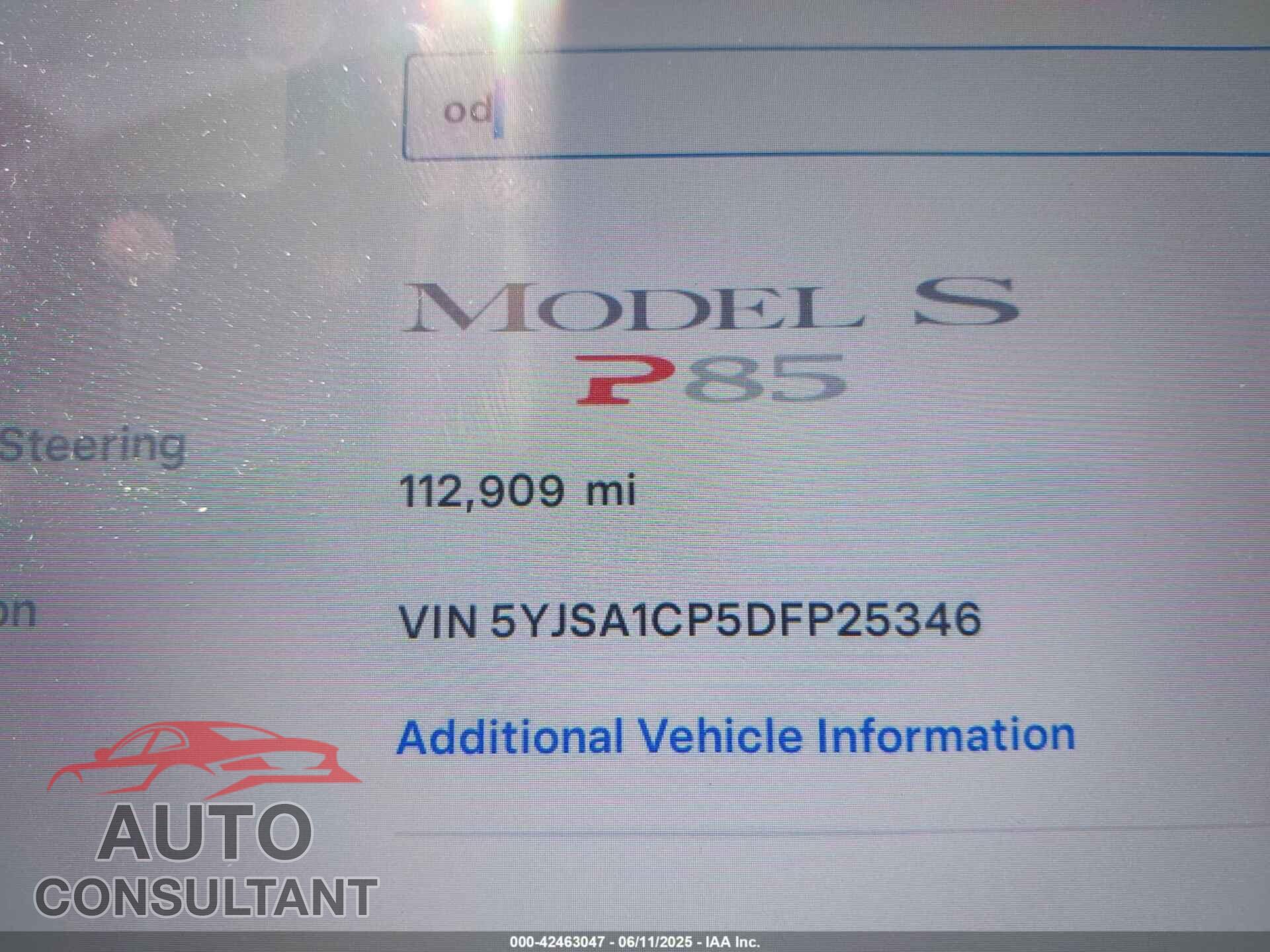 TESLA MODEL S 2013 - 5YJSA1CP5DFP25346