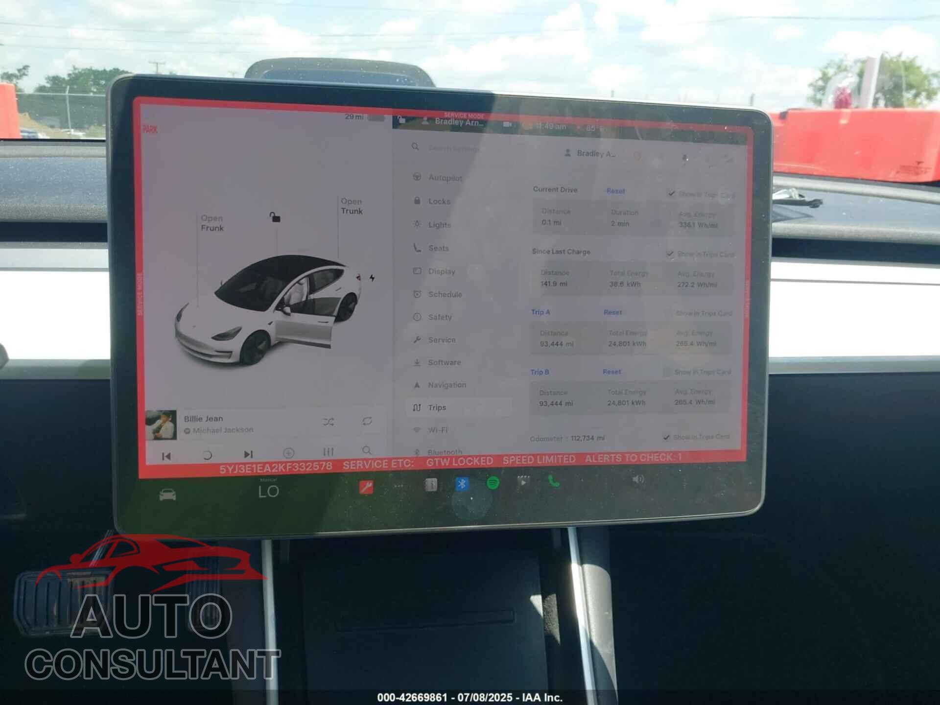 TESLA MODEL 3 2019 - 5YJ3E1EA2KF332578