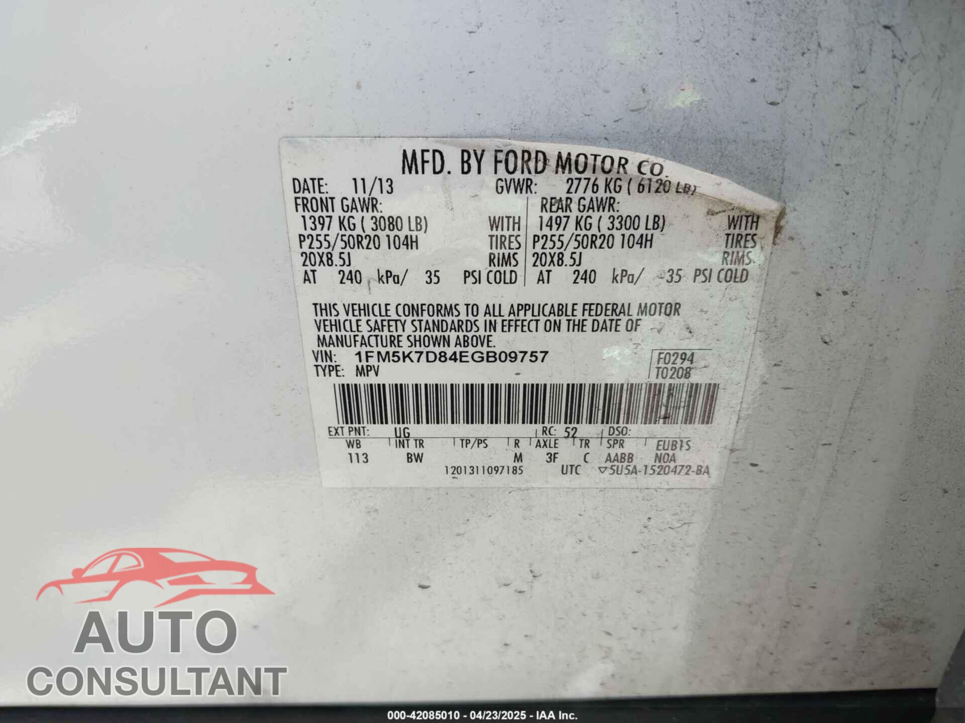 FORD EXPLORER 2014 - 1FM5K7D84EGB09757