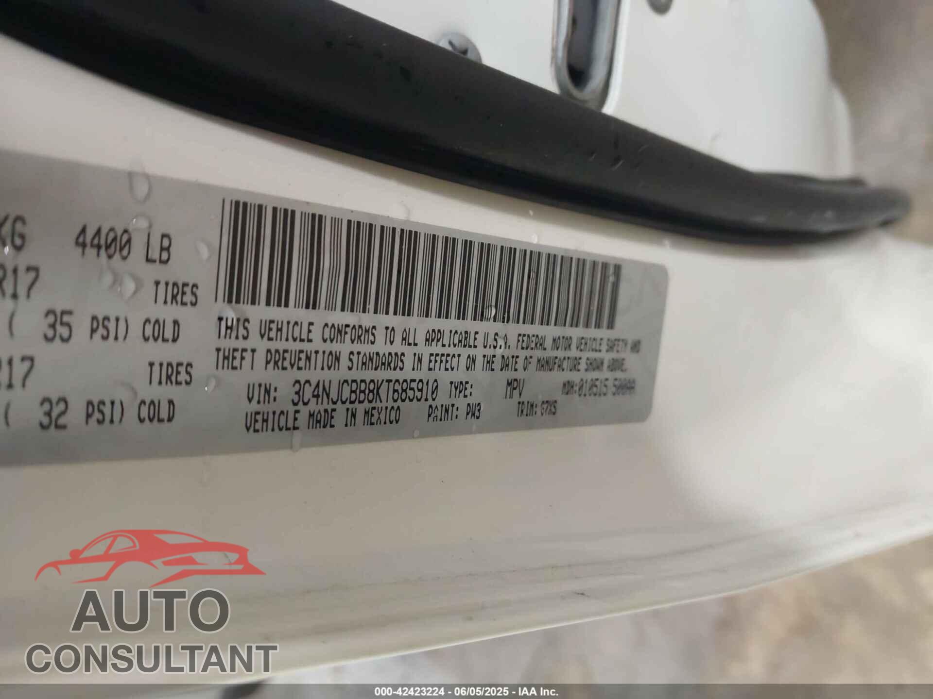 JEEP COMPASS 2019 - 3C4NJCBB8KT685910