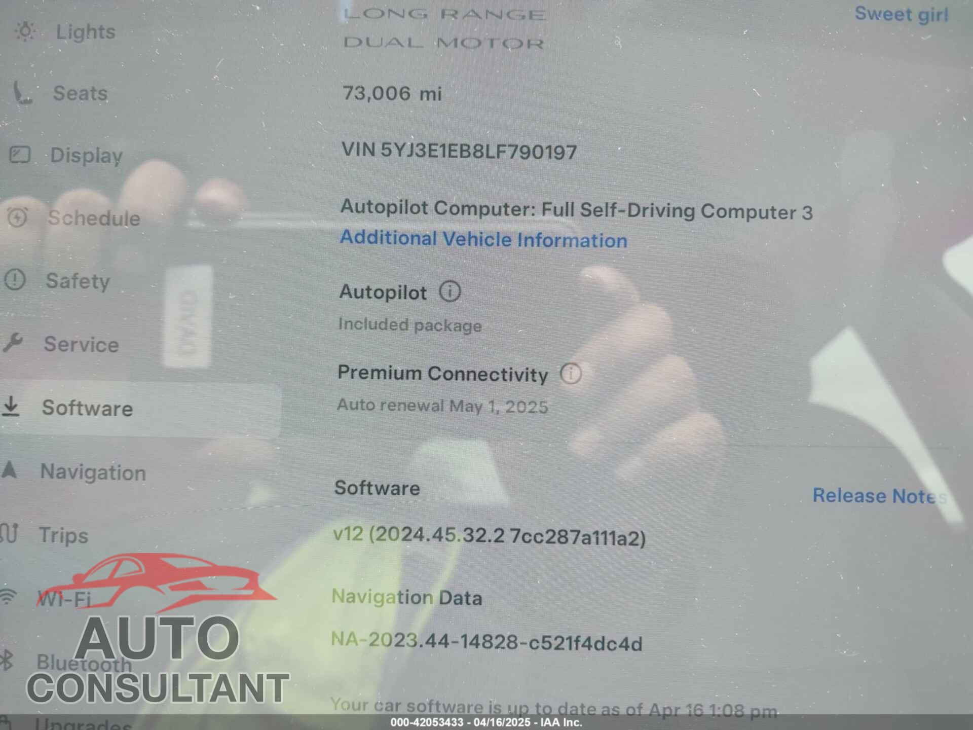 TESLA MODEL 3 2020 - 5YJ3E1EB8LF790197