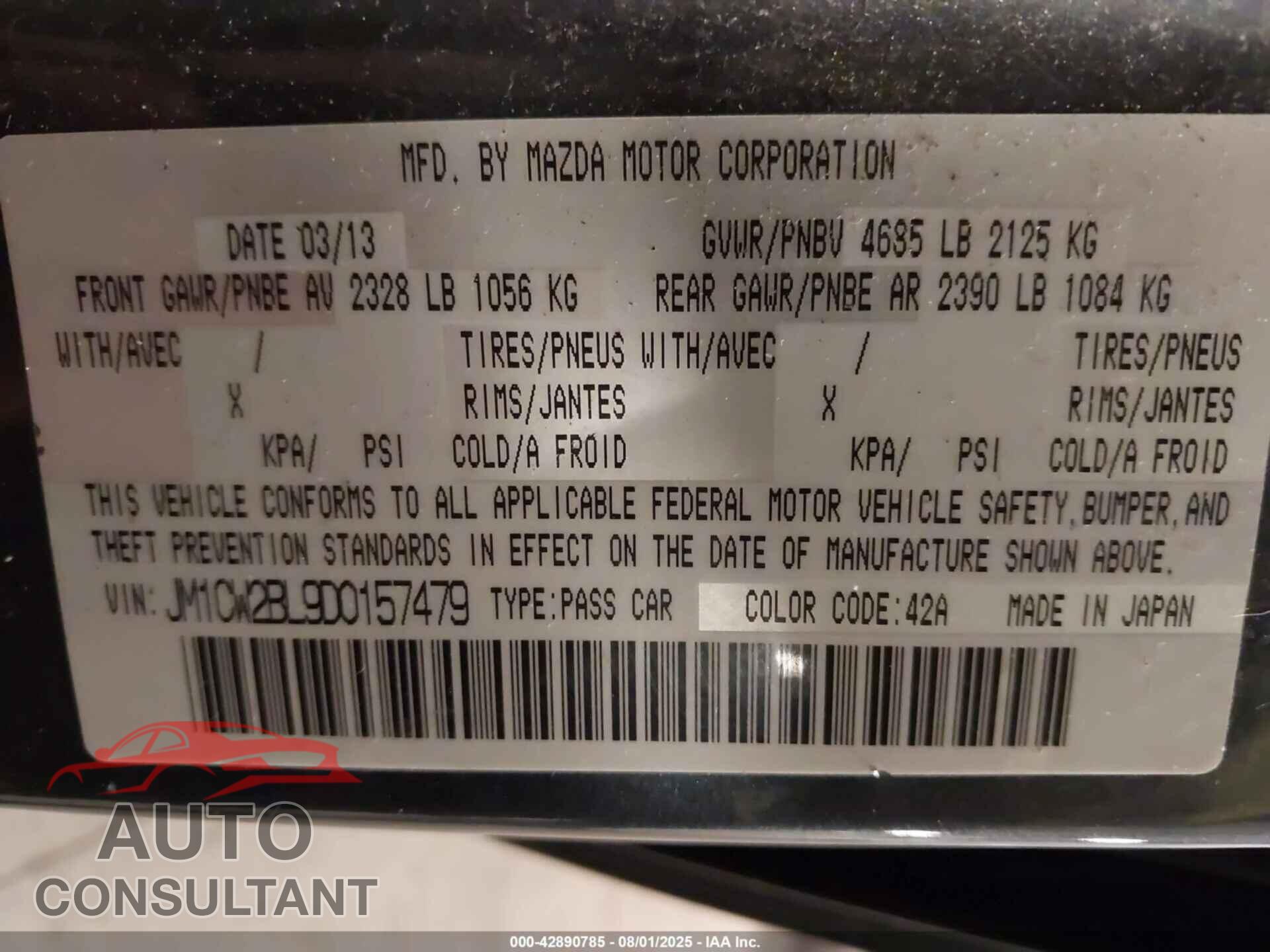 MAZDA MAZDA5 2013 - JM1CW2BL9D0157479