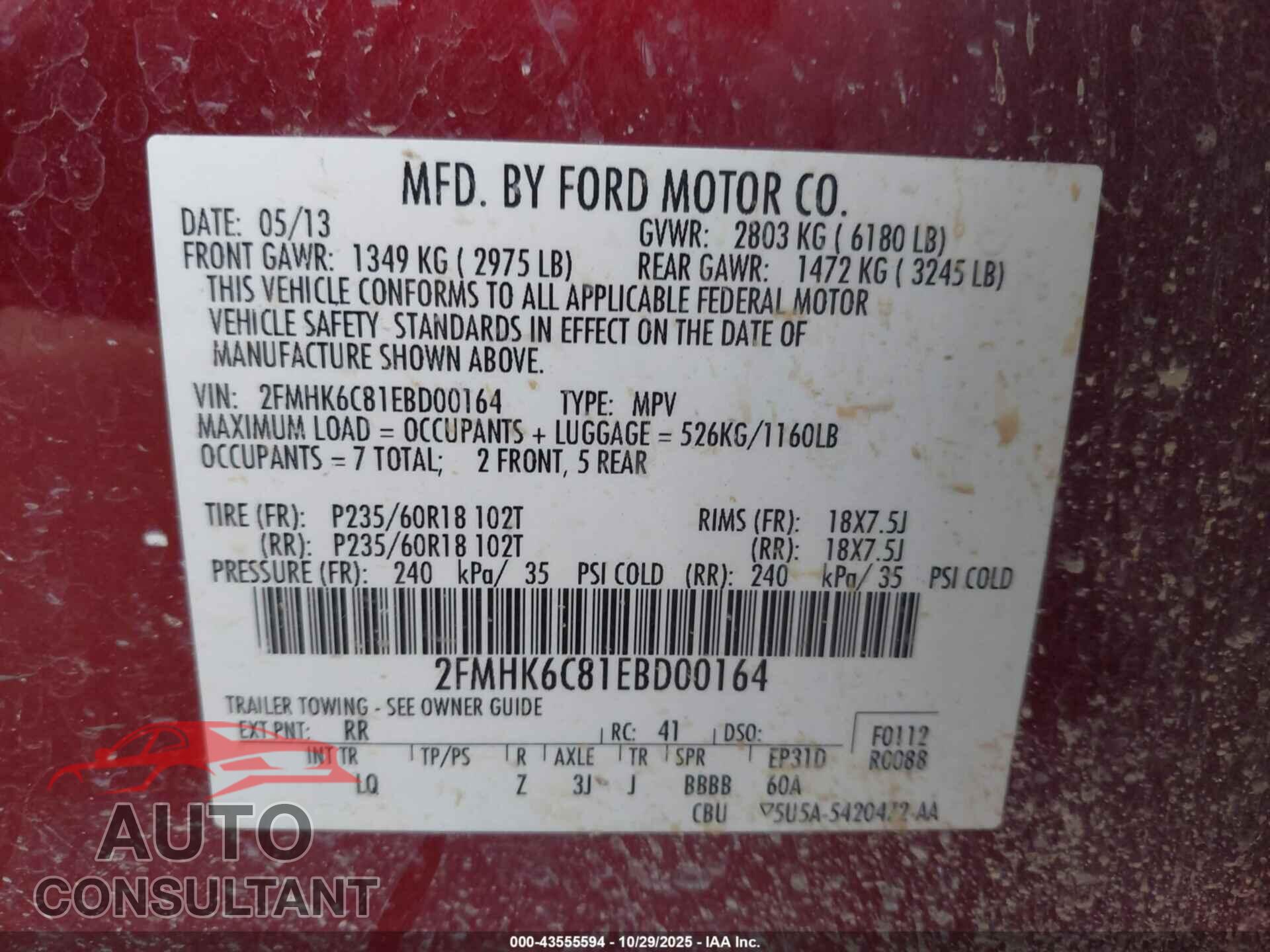 FORD FLEX 2014 - 2FMHK6C81EBD00164