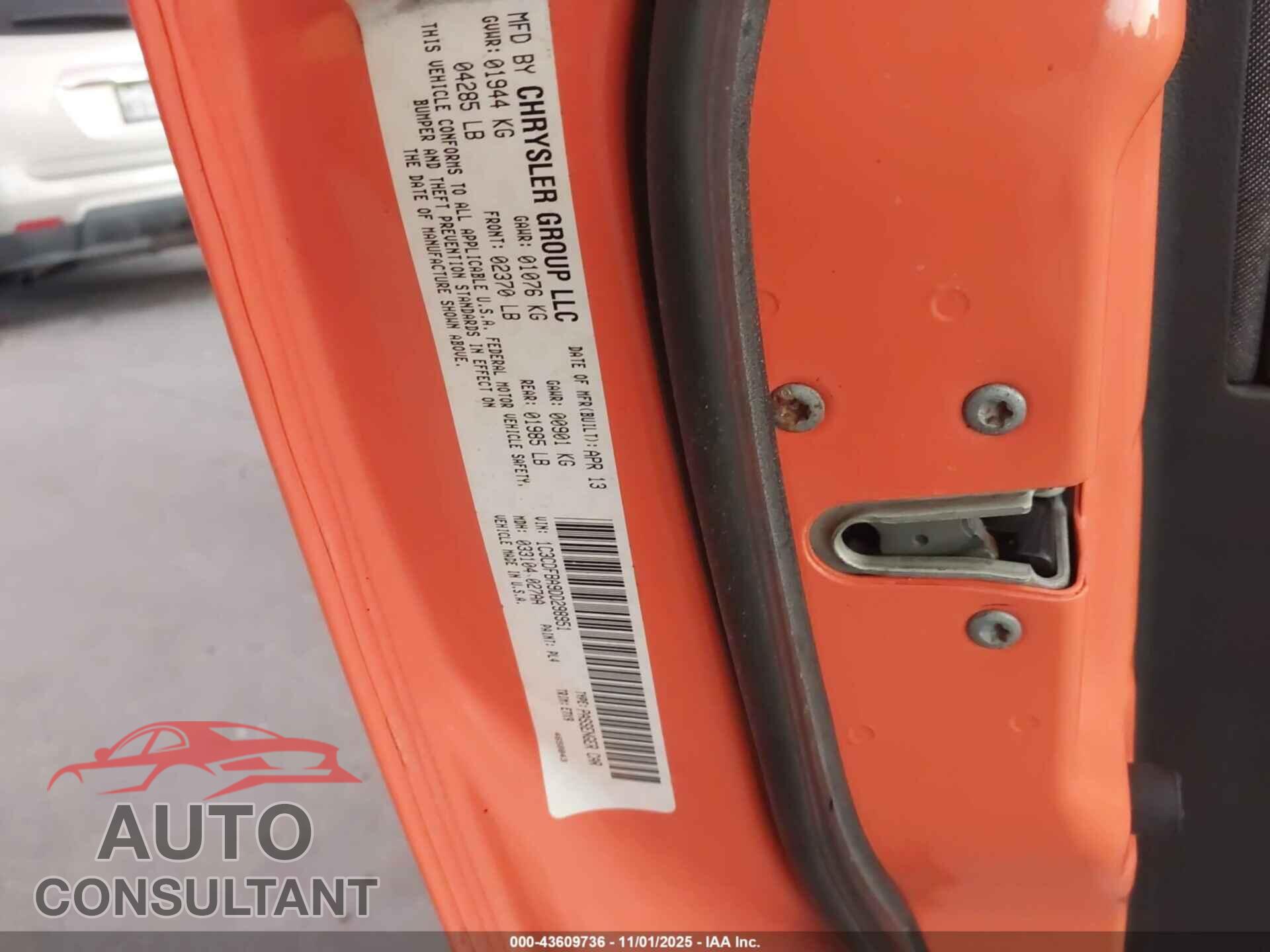 DODGE DART 2013 - 1C3CDFBA9DD298951