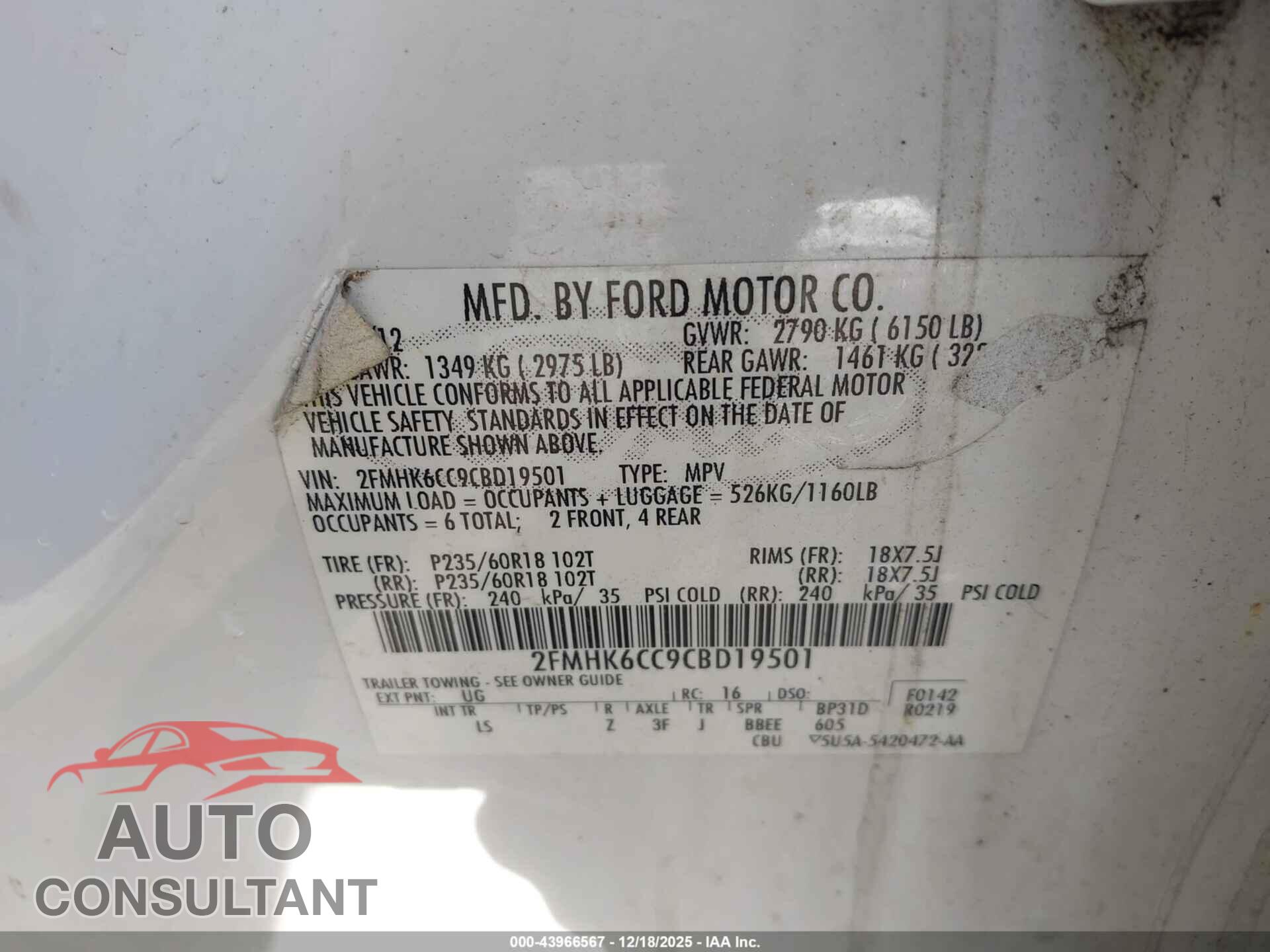 FORD FLEX 2012 - 2FMHK6CC9CBD19501