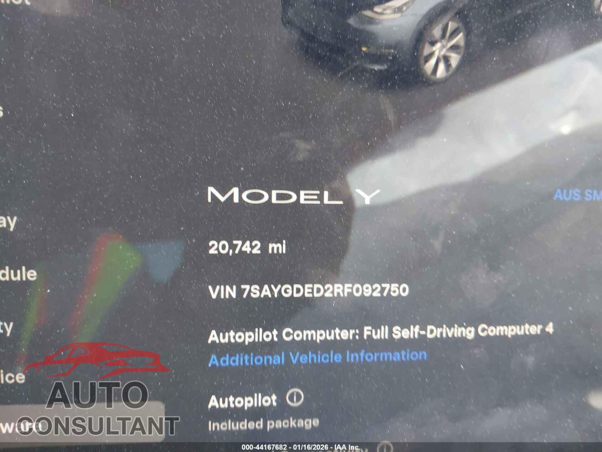 TESLA MODEL Y 2024 - 7SAYGDED2RF092750