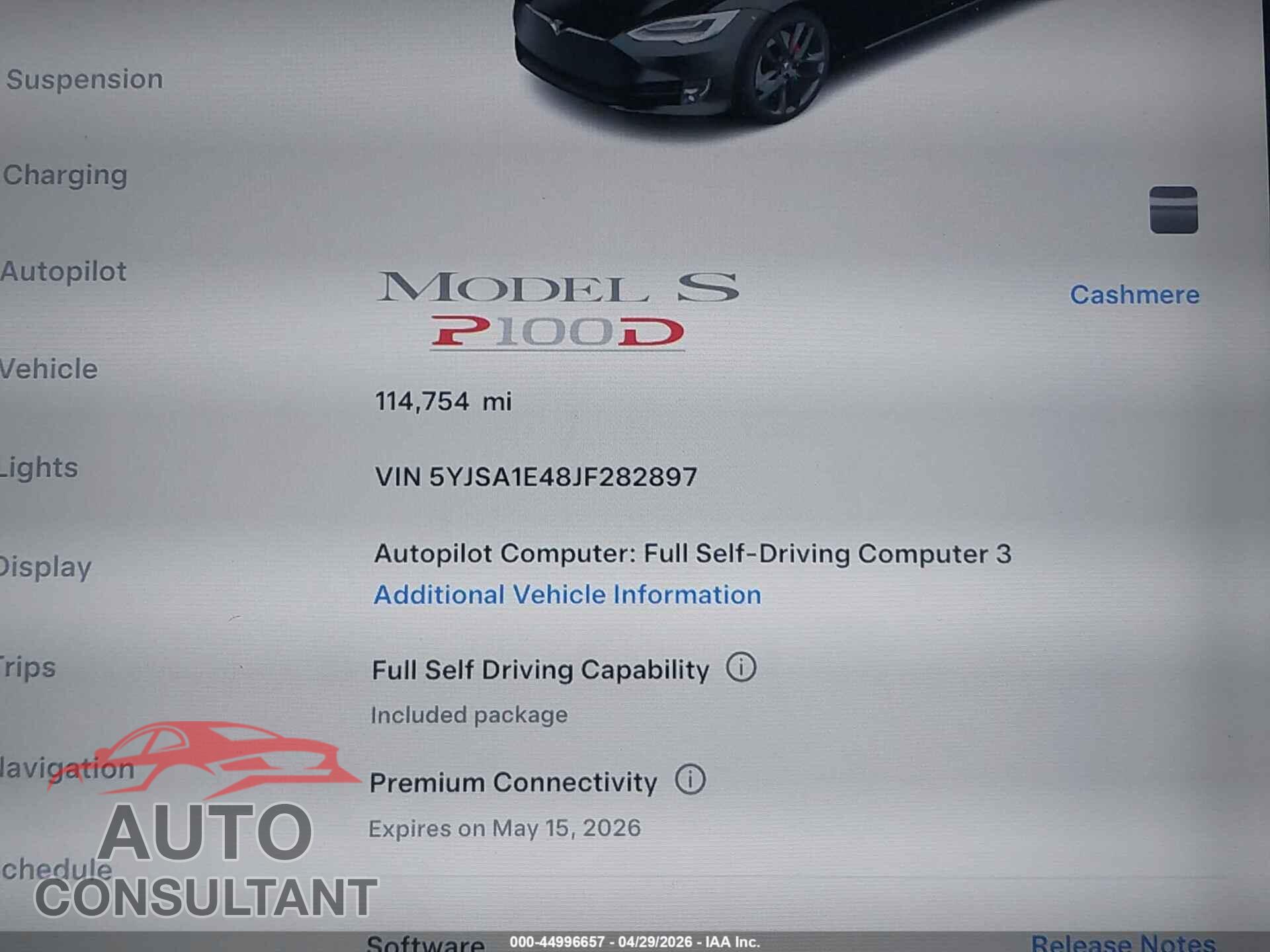 TESLA MODEL S 2018 - 5YJSA1E48JF282897