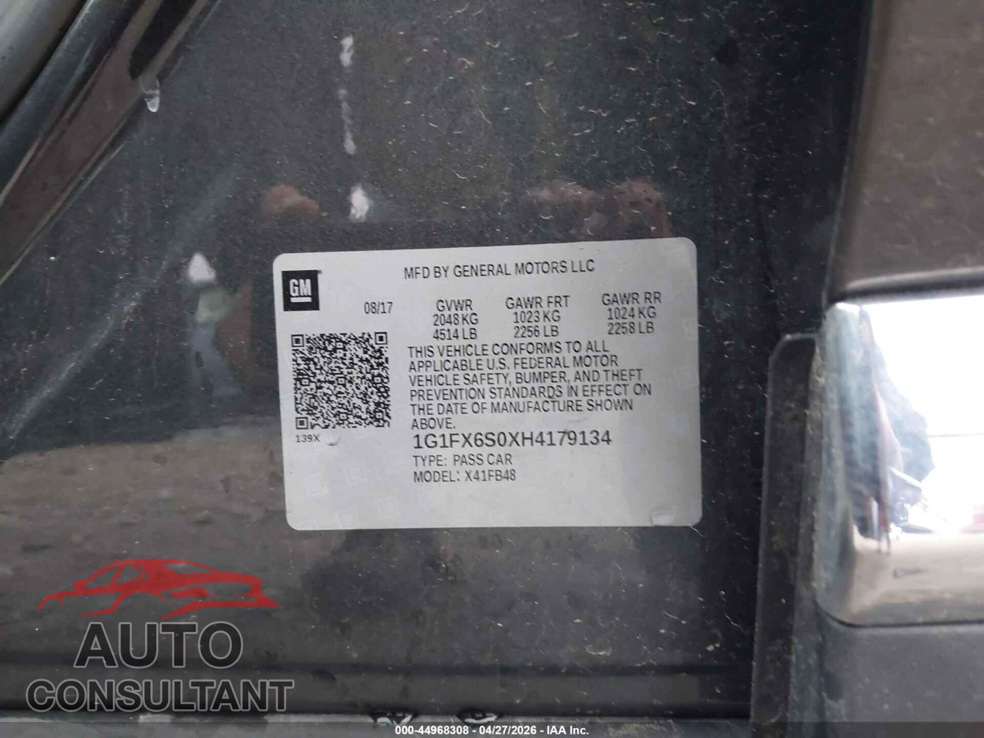 CHEVROLET BOLT EV 2017 - 1G1FX6S0XH4179134