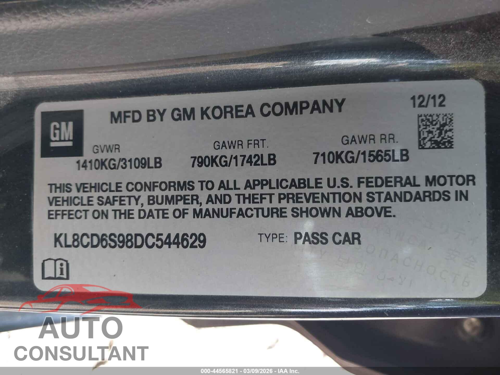 CHEVROLET SPARK 2013 - KL8CD6S98DC544629