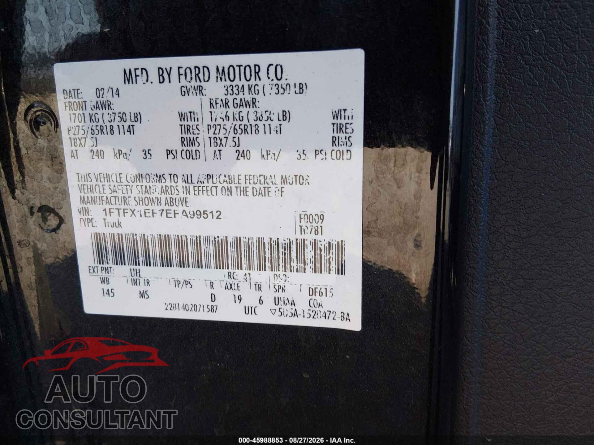 FORD F-150 2014 - 1FTFX1EF7EFA99512