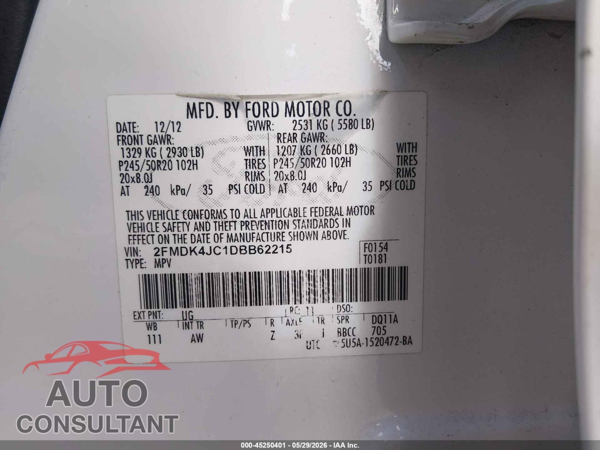 FORD EDGE 2013 - 2FMDK4JC1DBB62215