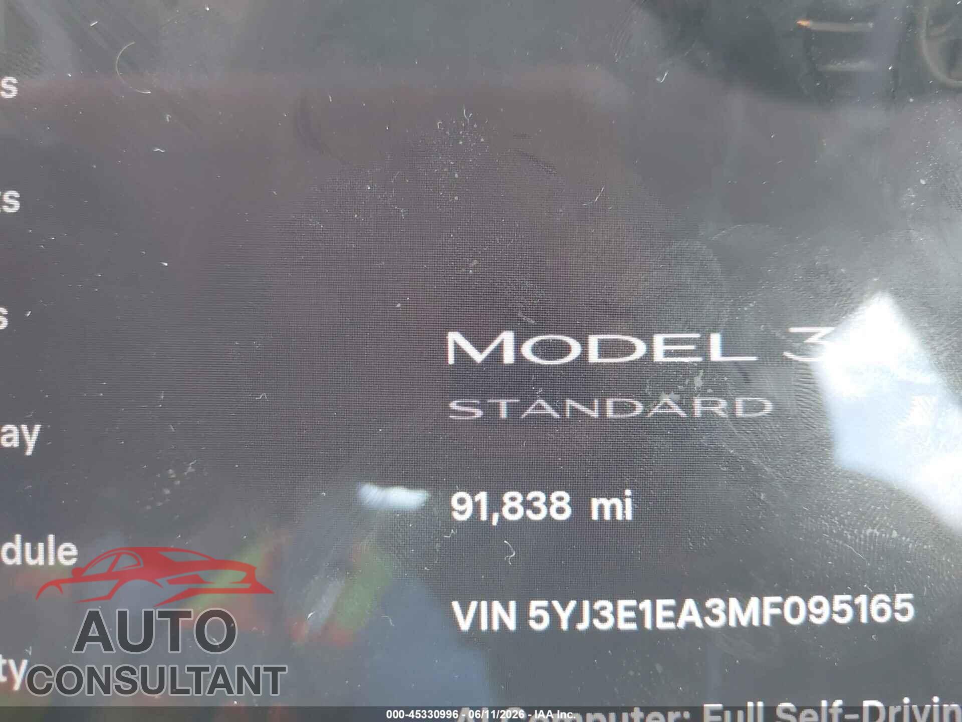 TESLA MODEL 3 2021 - 5YJ3E1EA3MF095165