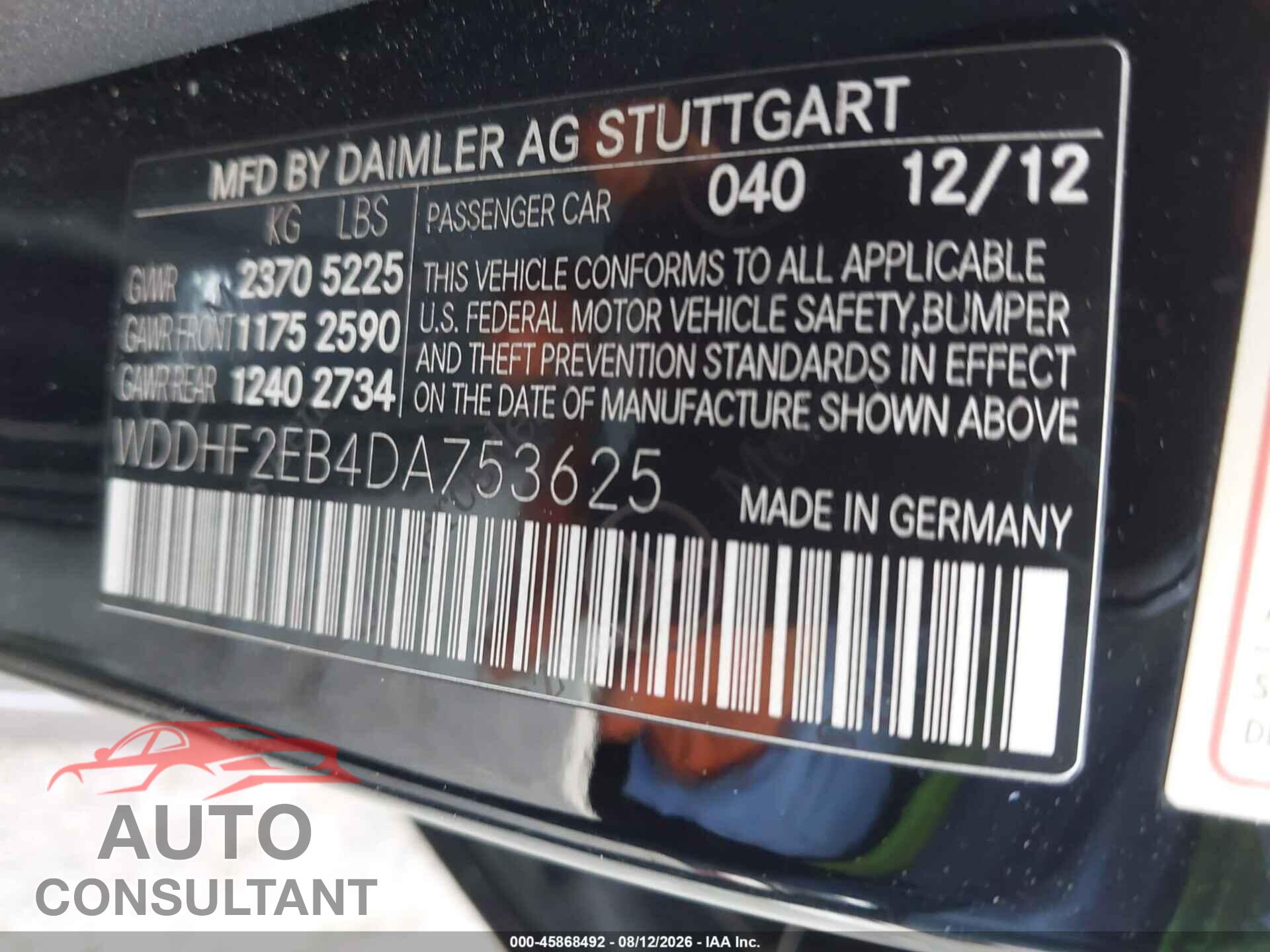 MERCEDES-BENZ E 350 BLUETEC 2013 - WDDHF2EB4DA753625