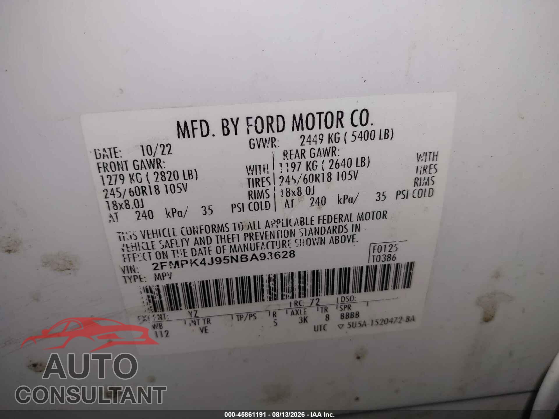 FORD EDGE 2022 - 2FMPK4J95NBA93628