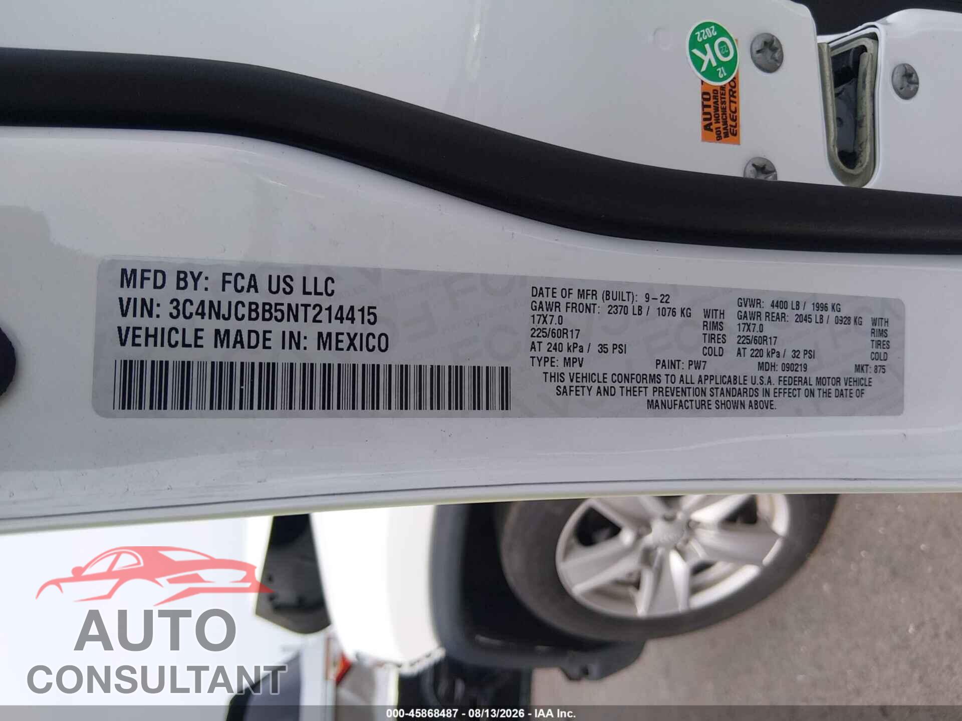 JEEP COMPASS 2022 - 3C4NJCBB5NT214415