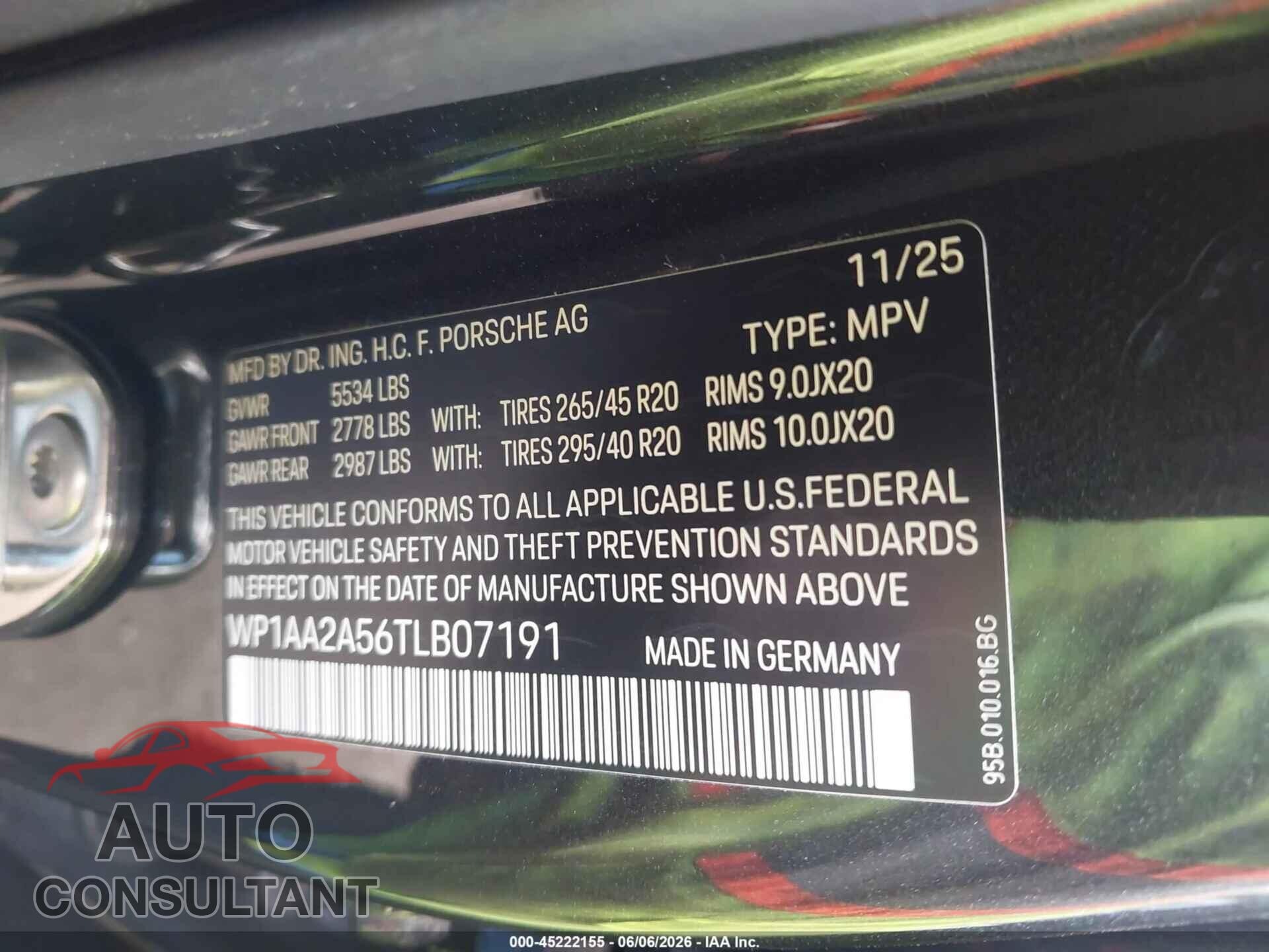 PORSCHE MACAN 2026 - WP1AA2A56TLB07191